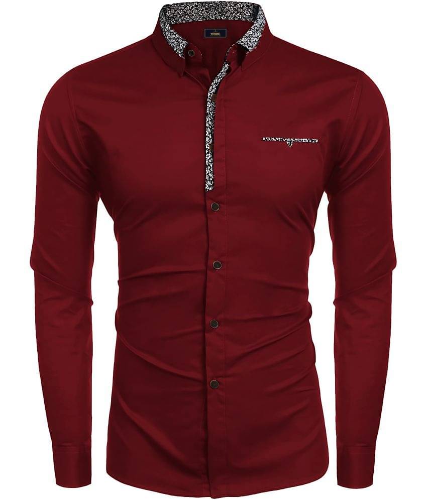     			WEBRIC Cotton Blend Regular Fit Printed Full Sleeves Men's Casual Shirt - Maroon ( Pack of 1 )