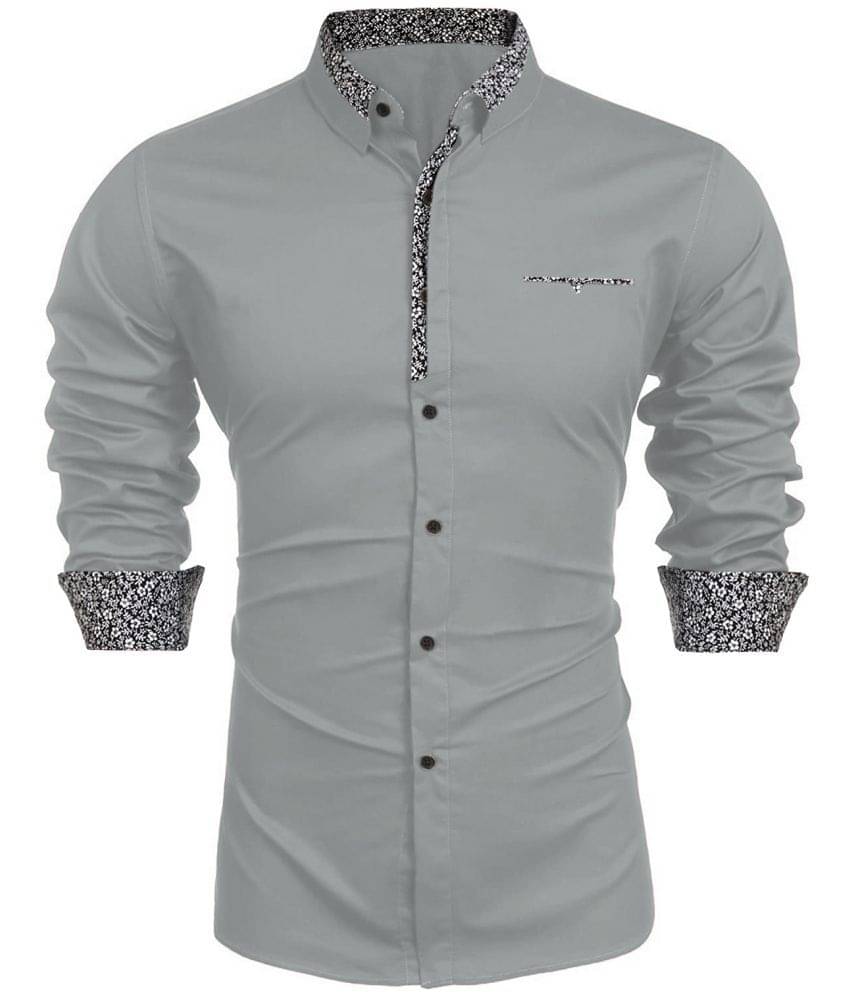 WEBRIC Cotton Blend Regular Fit Printed Full Sleeves Men's Casual Shirt - Light Grey ( Pack of 1 ) WEBRIC Cotton Blend Regular Fit Printed Full Sleeves Men's Casual Shirt - Light Grey ( Pack of 1 )