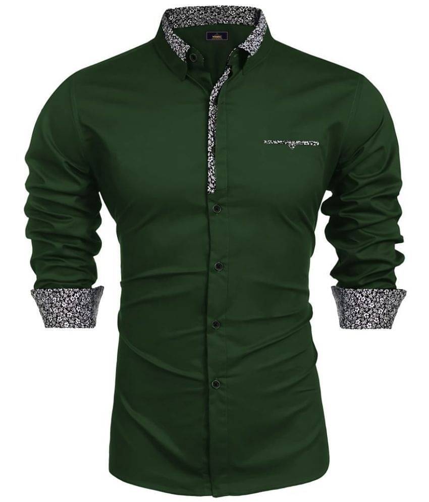 WEBRIC Cotton Blend Regular Fit Solids Full Sleeves Men's Casual Shirt - Green ( Pack of 1 ) WEBRIC Cotton Blend Regular Fit Solids Full Sleeves Men's Casual Shirt - Green ( Pack of 1 )