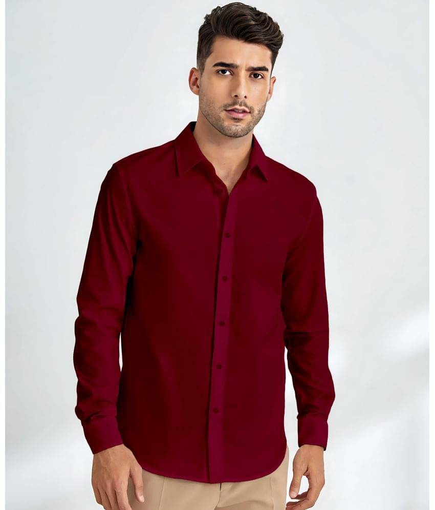 WEBRIC Cotton Blend Regular Fit Solids Full Sleeves Men's Casual Shirt - Maroon ( Pack of 1 ) WEBRIC Cotton Blend Regular Fit Solids Full Sleeves Men's Casual Shirt - Maroon ( Pack of 1 )