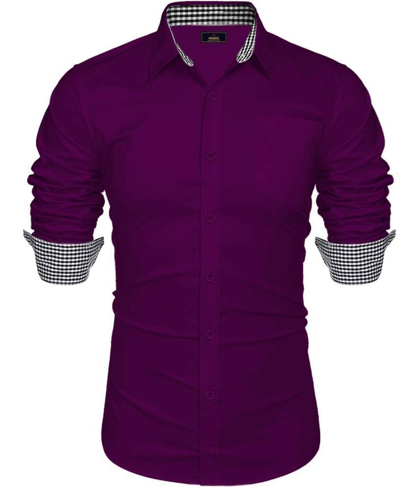 WEBRIC Cotton Blend Regular Fit Solids Full Sleeves Men's Casual Shirt - Wine ( Pack of 1 ) WEBRIC Cotton Blend Regular Fit Solids Full Sleeves Men's Casual Shirt - Wine ( Pack of 1 )