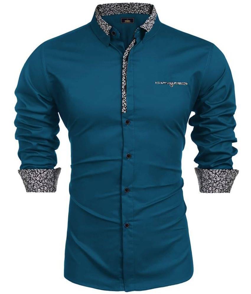WEBRIC Cotton Blend Regular Fit Solids Full Sleeves Men's Casual Shirt - Teal ( Pack of 1 ) WEBRIC Cotton Blend Regular Fit Solids Full Sleeves Men's Casual Shirt - Teal ( Pack of 1 )