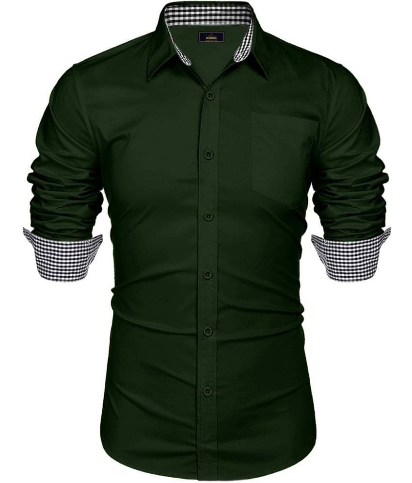 WEBRIC Cotton Blend Regular Fit Solids Full Sleeves Men's Casual Shirt - Green ( Pack of 1 ) WEBRIC Cotton Blend Regular Fit Solids Full Sleeves Men's Casual Shirt - Green ( Pack of 1 )