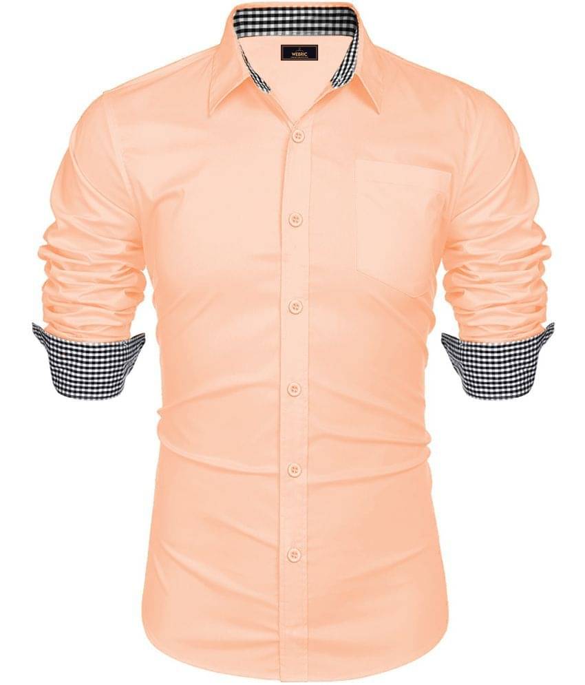     			WEBRIC Cotton Blend Regular Fit Solids Full Sleeves Men's Casual Shirt - Peach ( Pack of 1 )