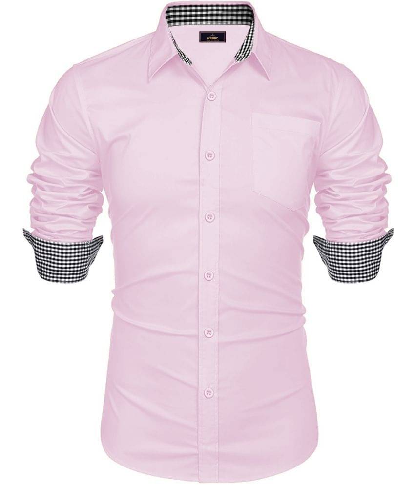     			WEBRIC Cotton Blend Regular Fit Solids Full Sleeves Men's Casual Shirt - Pink ( Pack of 1 )