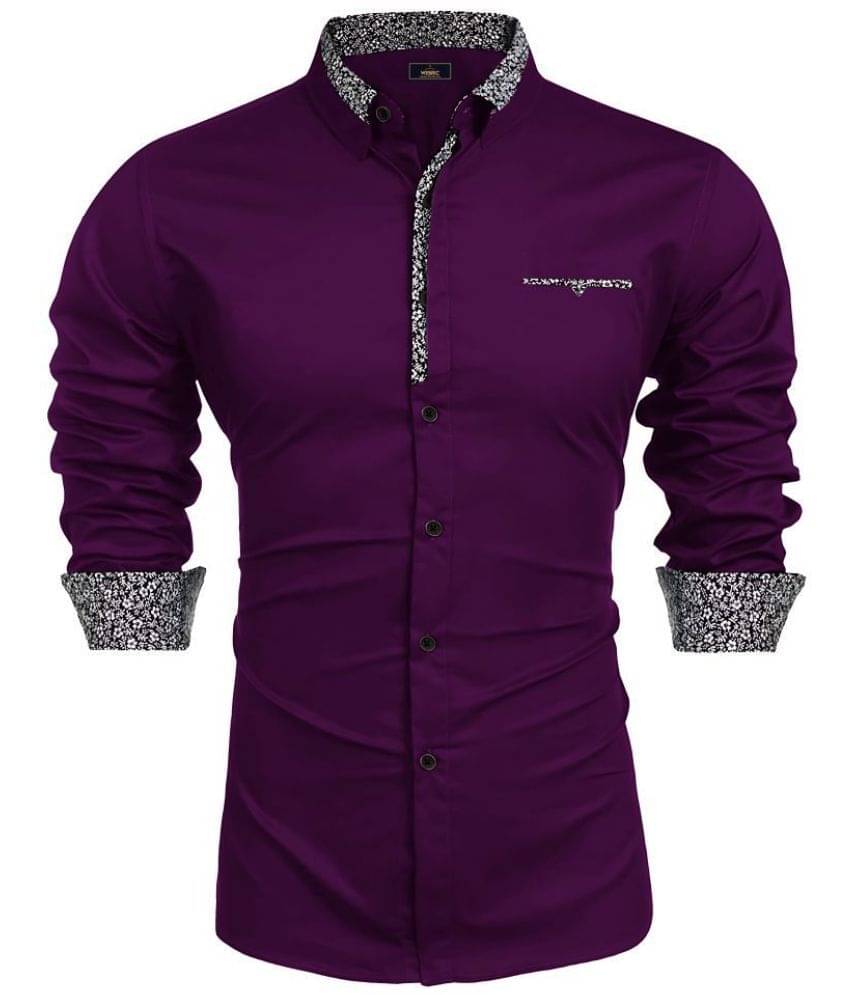 WEBRIC Cotton Blend Regular Fit Solids Full Sleeves Men's Casual Shirt - Wine ( Pack of 1 )     			WEBRIC Cotton Blend Regular Fit Solids Full Sleeves Men's Casual Shirt - Wine ( Pack of 1 )