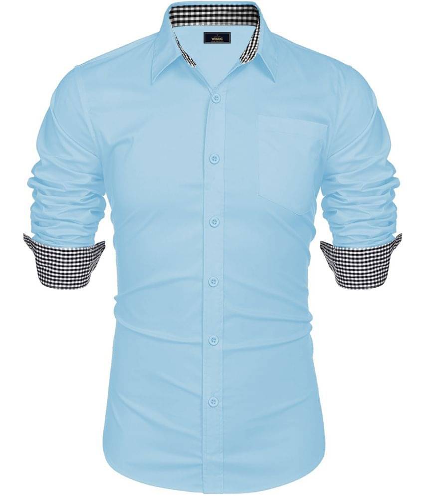WEBRIC Cotton Blend Regular Fit Solids Full Sleeves Men's Casual Shirt - Aqua Blue ( Pack of 1 ) WEBRIC Cotton Blend Regular Fit Solids Full Sleeves Men's Casual Shirt - Aqua Blue ( Pack of 1 )