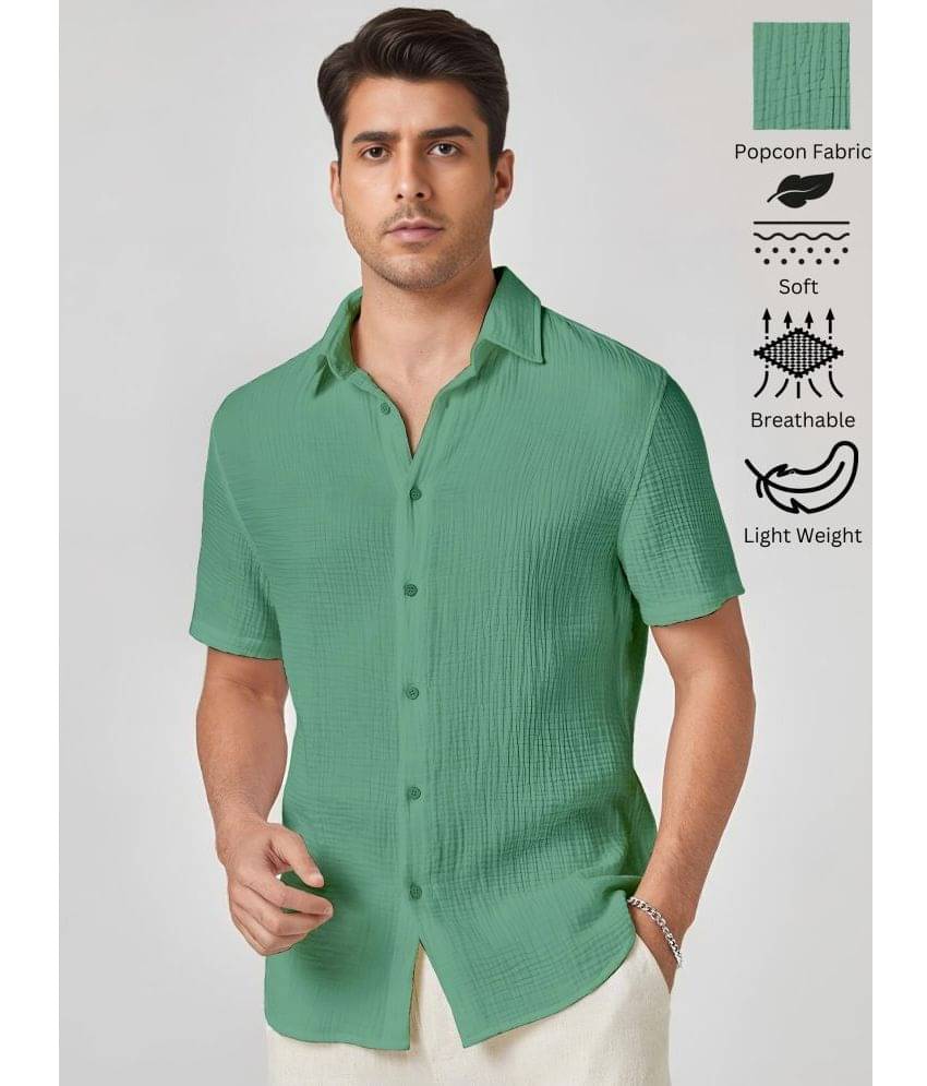 WEBRIC Polyester Regular Fit Self Design Half Sleeves Men's Casual Shirt - Mint Green ( Pack of 1 ) WEBRIC Polyester Regular Fit Self Design Half Sleeves Men's Casual Shirt - Mint Green ( Pack of 1 )