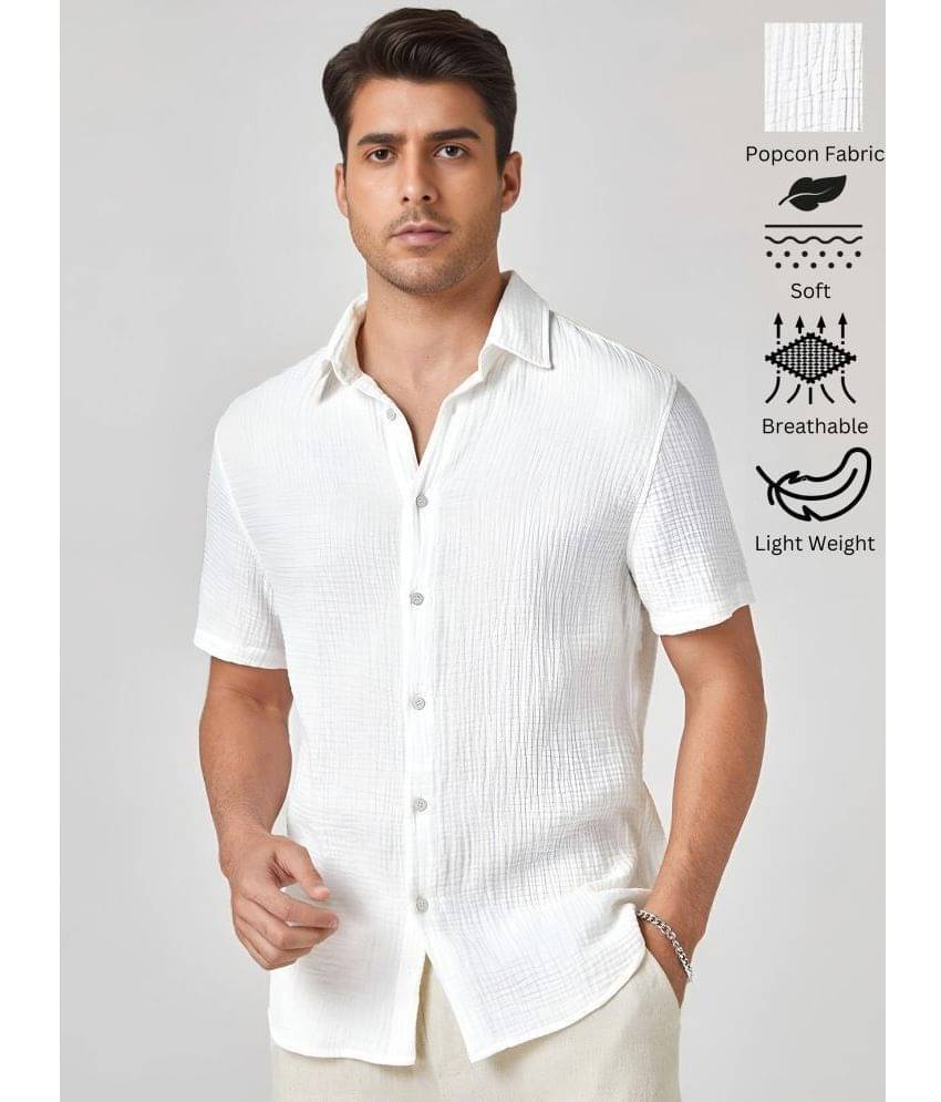 WEBRIC Polyester Regular Fit Self Design Half Sleeves Men's Casual Shirt - White ( Pack of 1 ) WEBRIC Polyester Regular Fit Self Design Half Sleeves Men's Casual Shirt - White ( Pack of 1 )