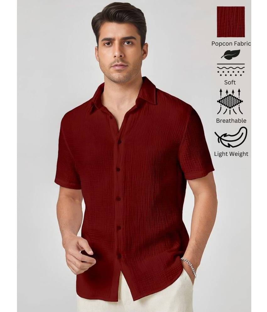 WEBRIC Polyester Regular Fit Self Design Half Sleeves Men's Casual Shirt - Maroon ( Pack of 1 ) WEBRIC Polyester Regular Fit Self Design Half Sleeves Men's Casual Shirt - Maroon ( Pack of 1 )