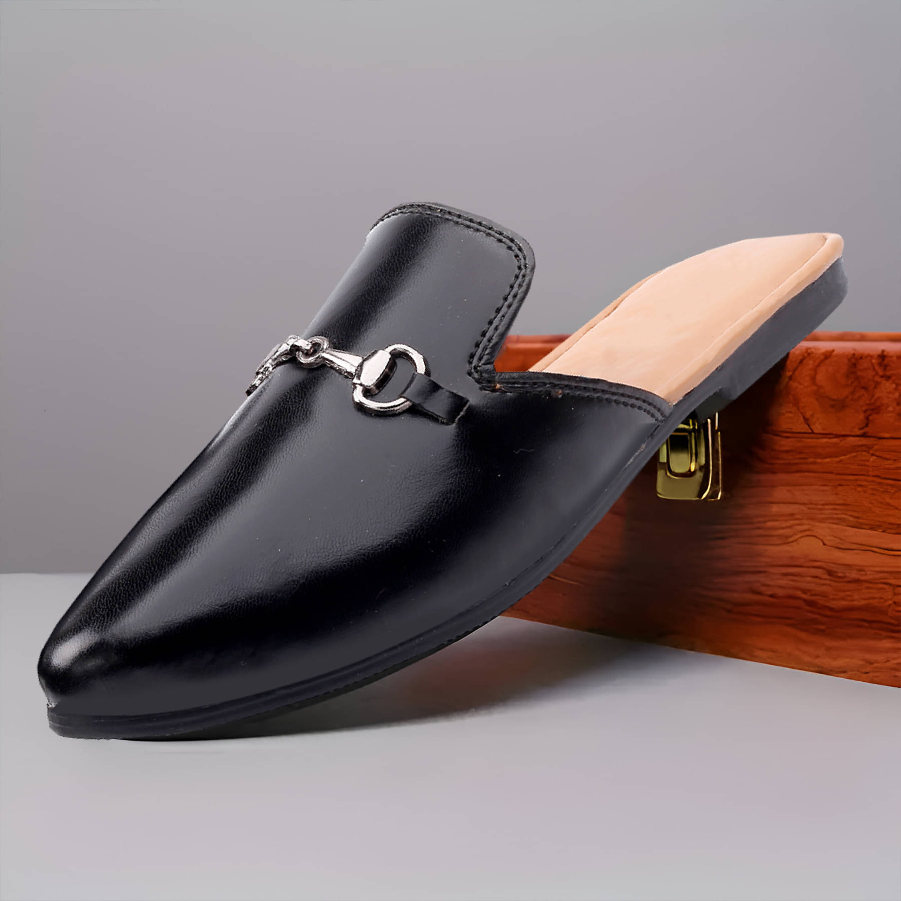    			YUVRATO BAXI Loafers And Buckle Mules Black Men's Mules Shoes