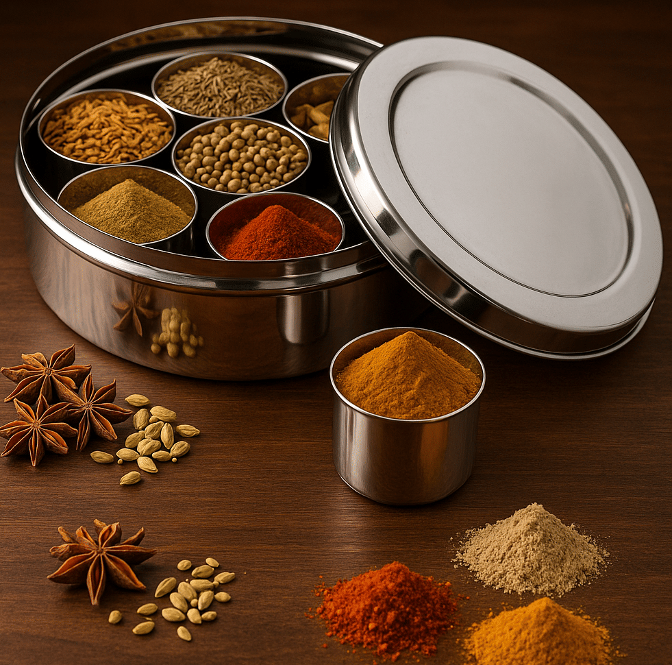     			Aquasleri Stainless Steel Silver Spice Container ( Set of 7 )