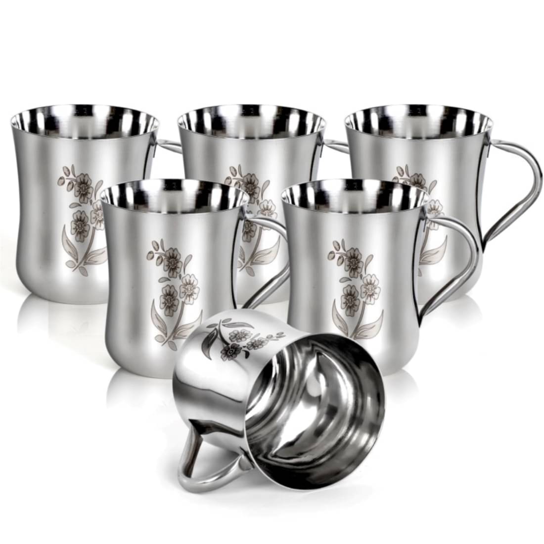     			Artha Tea/Coffee Cup Set Printed Stainless Steel Tea Cup 190 ml ( Pack of 6 )
