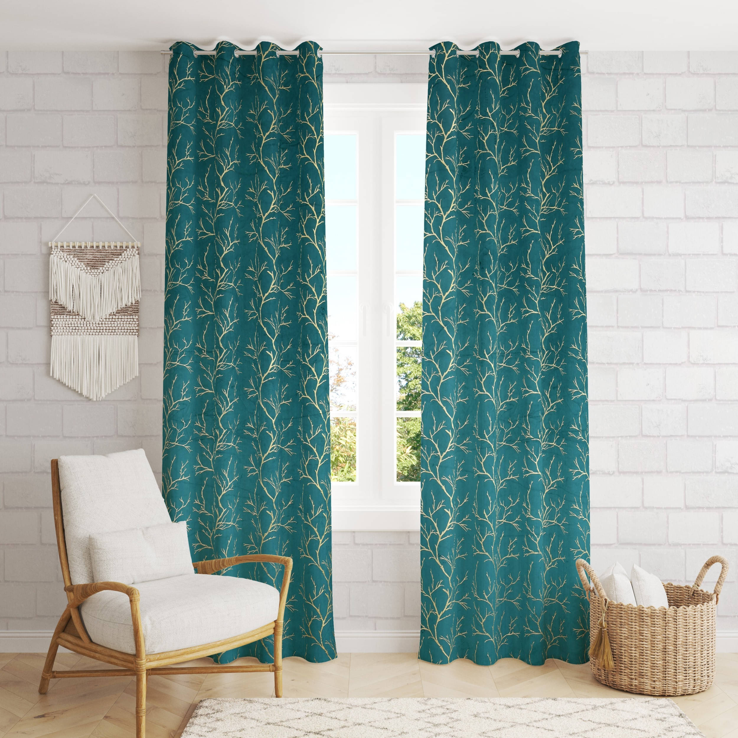     			BELLA TRUE Textured Room Darkening Eyelet Curtain 5 ft ( Pack of 2 ) - Aqua