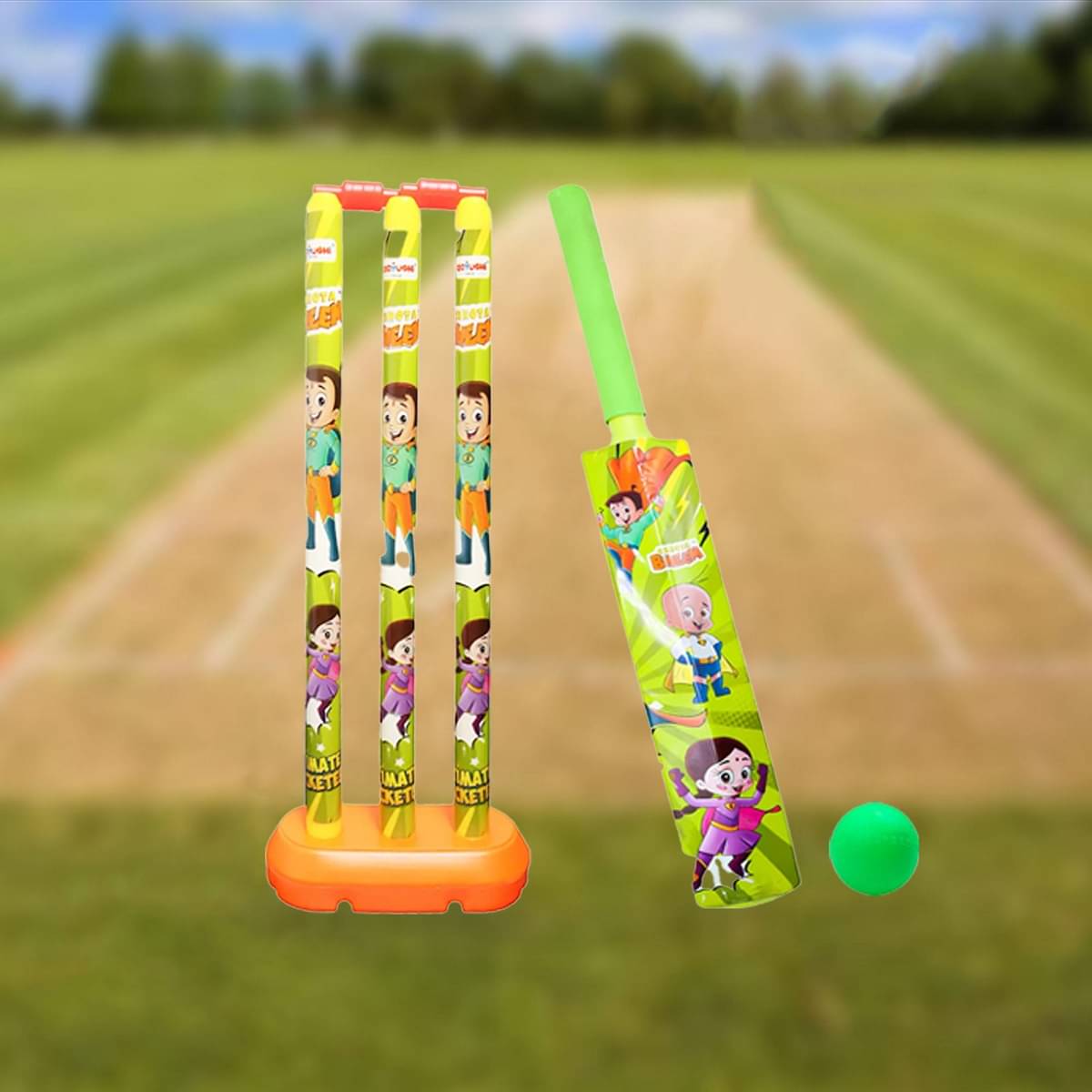     			Chhota Bheem Print Big CricketSet with Stump &Ball Playing Set for Kids 2-5 Year