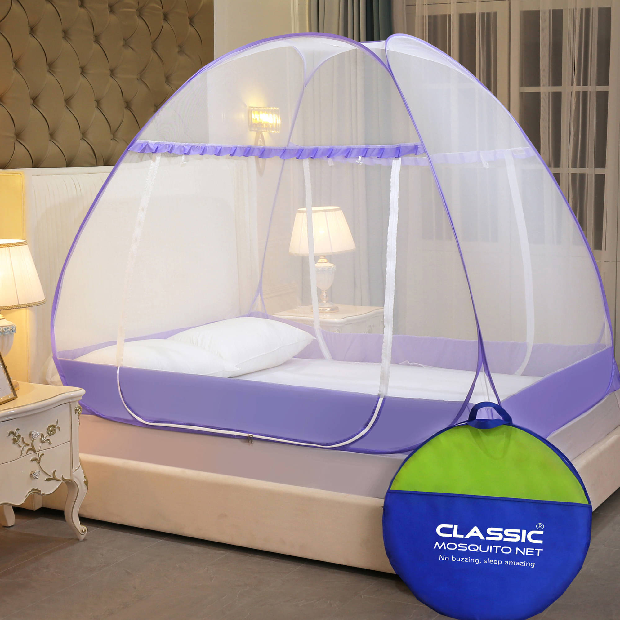     			Classic Mosquito Net - Purple Polycotton Foldable Mosquito Net ( Pack of 1 )