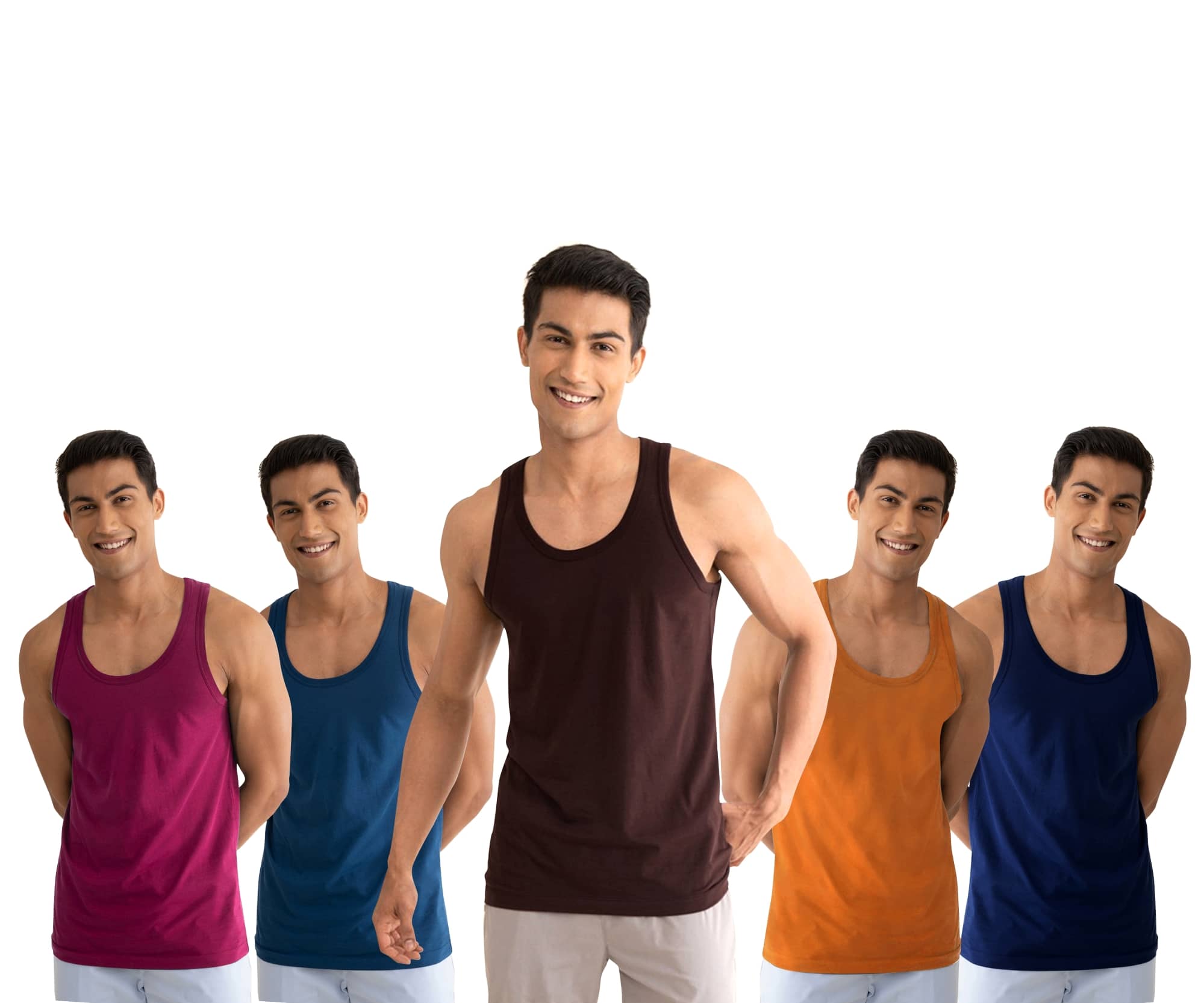 Drako Pack of 5 Cotton Basic Vest For Men ( Multicolor ) - Nightwear & Loungewear | Buy online on ZillyBuy