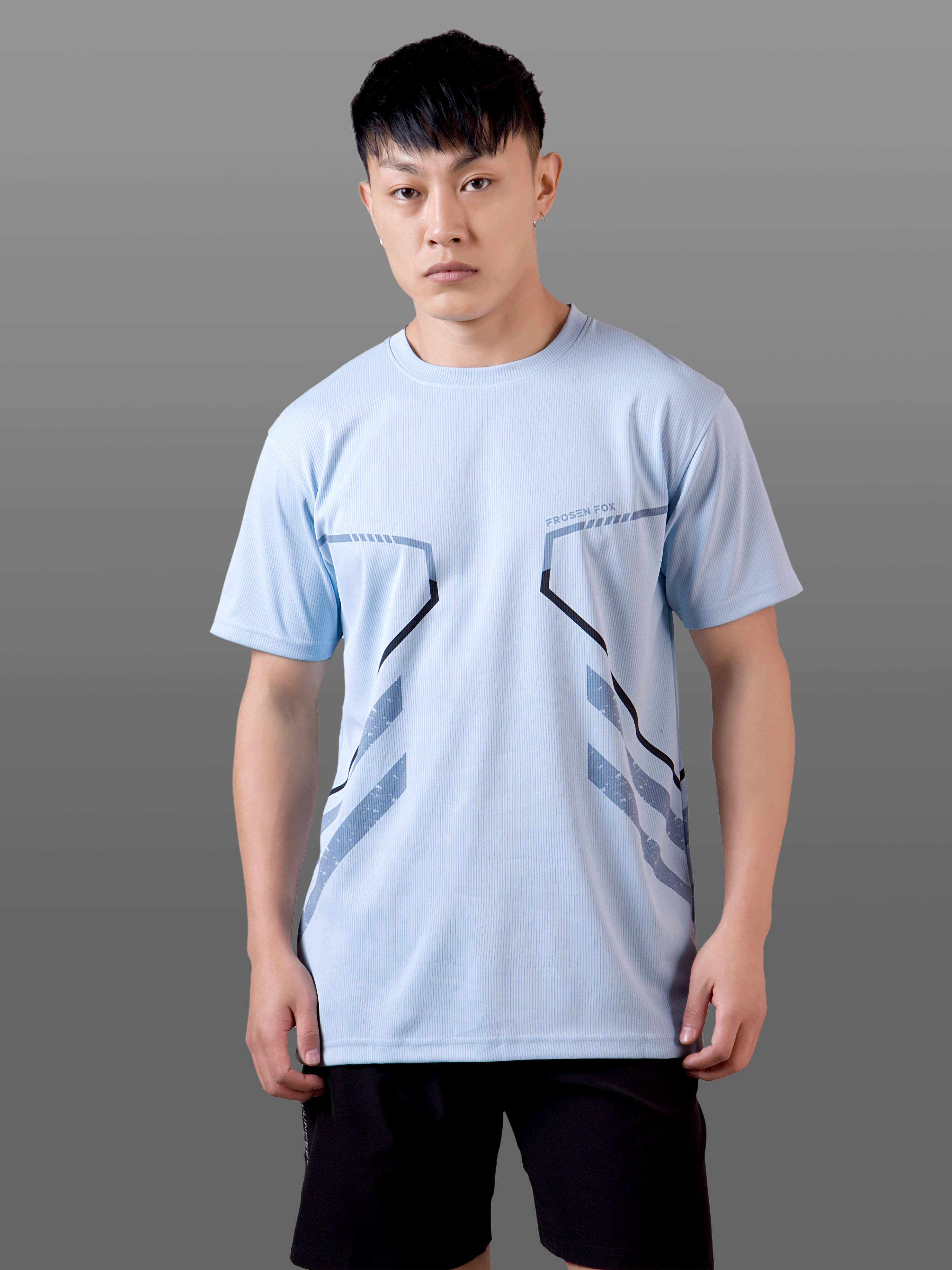     			FROSEN FOX Men Polyester Regular Fit Printed T-Shirt ( Sky Blue )