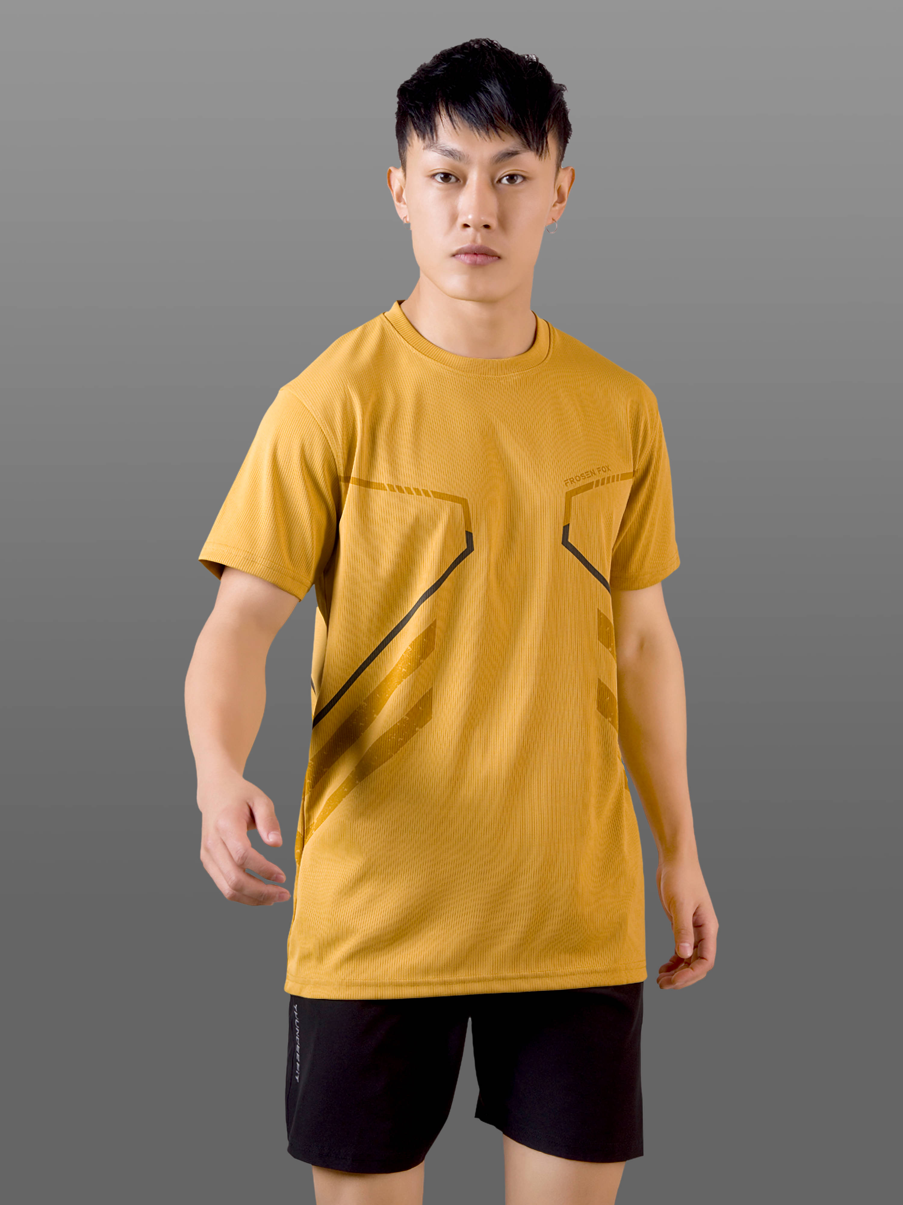     			FROSEN FOX Men Polyester Regular Fit Printed T-Shirt ( Yellow )