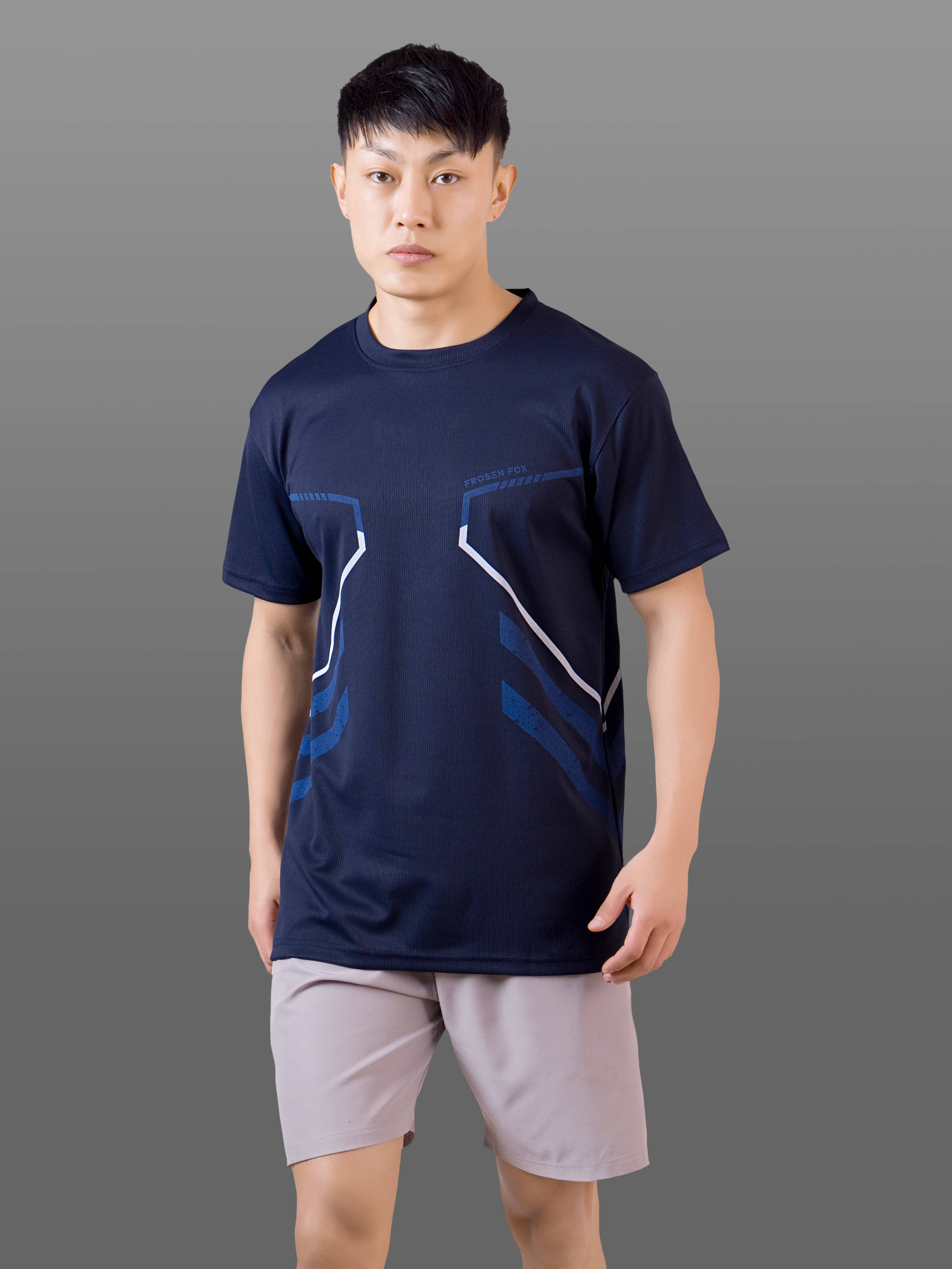 FROSEN FOX Men Polyester Regular Fit Printed T-Shirt ( Navy ) FROSEN FOX Men Polyester Regular Fit Printed T-Shirt ( Navy )