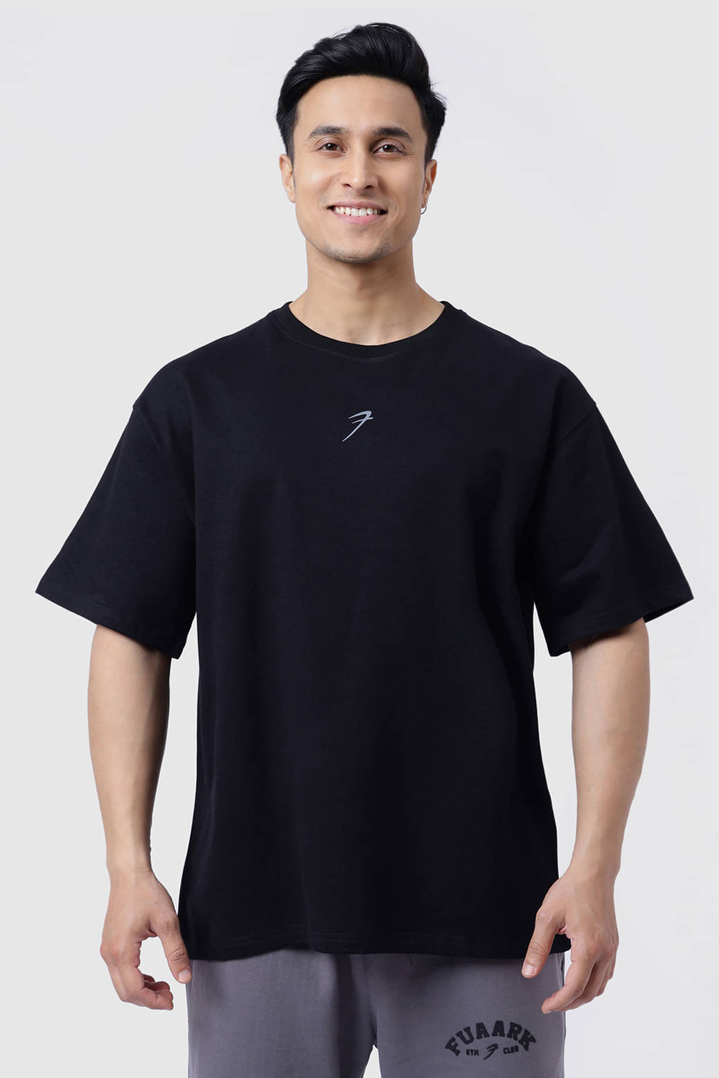    			Fuaark Black Cotton Oversized Fit Men's Sports T-Shirt ( Pack of 1 )