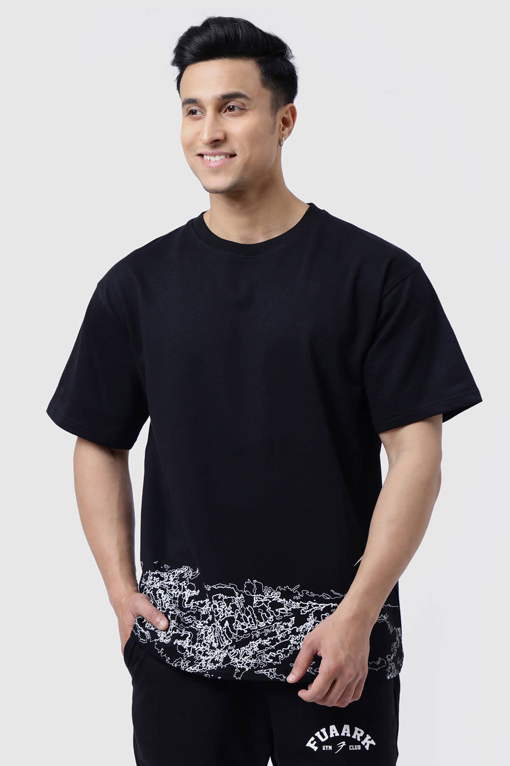     			Fuaark Black Cotton Oversized Fit Men's Sports T-Shirt ( Pack of 1 )