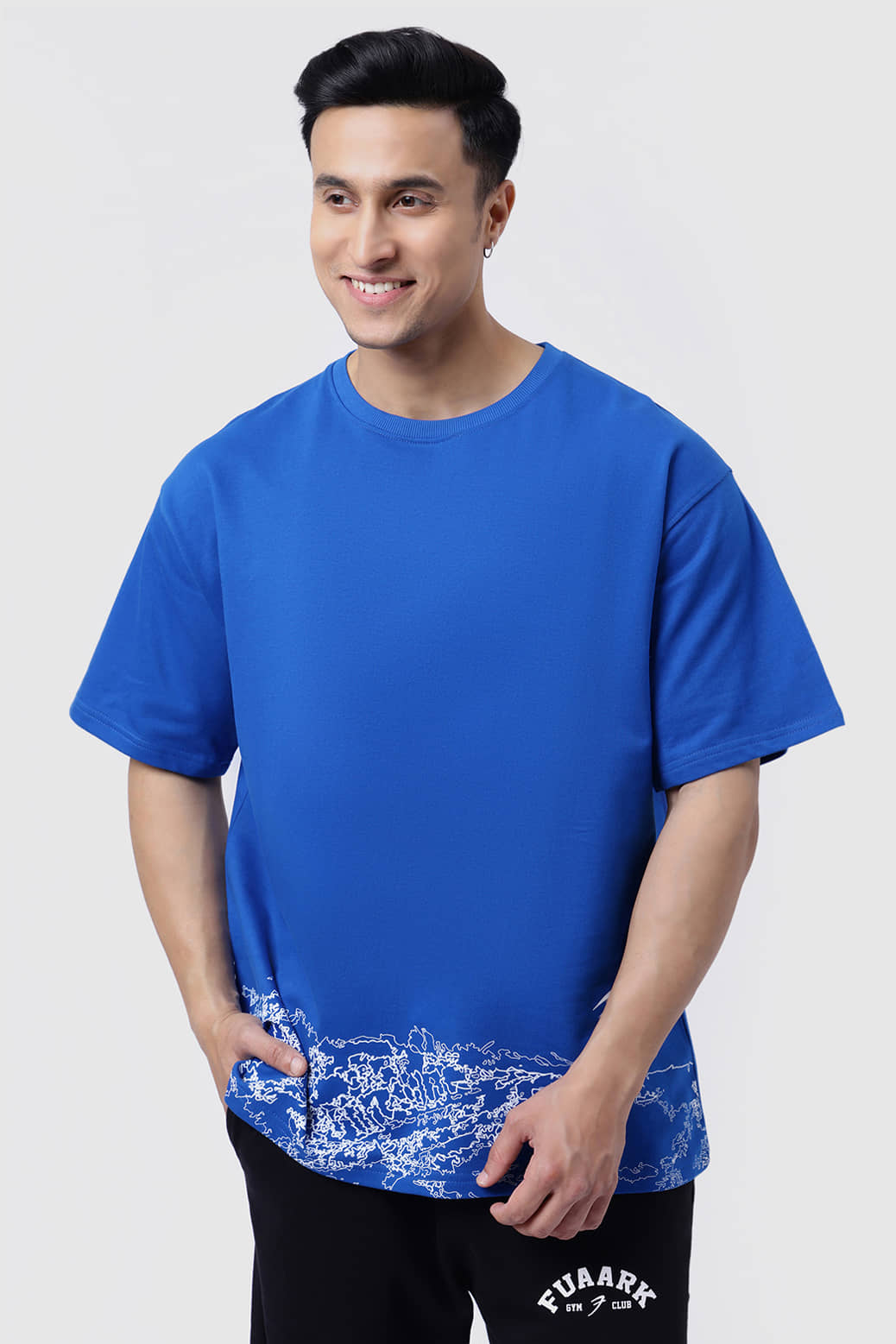 Fuaark Blue Cotton Oversized Fit Men's Sports T-Shirt ( Pack of 1 )