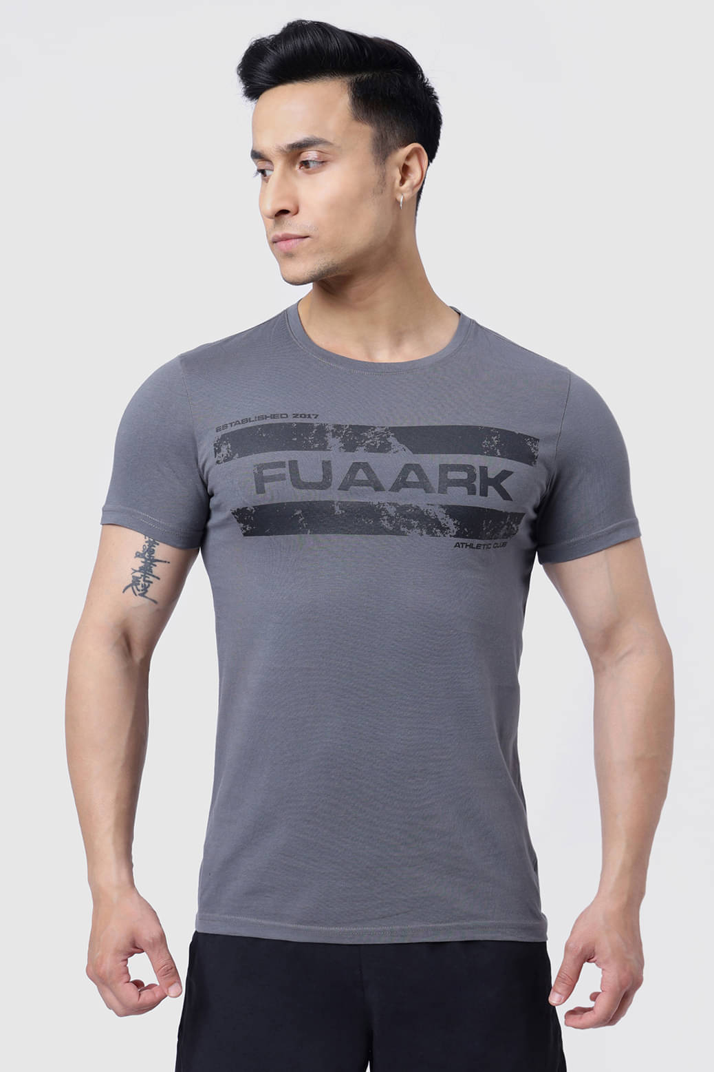 Fuaark Grey Cotton Oversized Fit Men's Sports T-Shirt ( Pack of 1 ) Fuaark Grey Cotton Oversized Fit Men's Sports T-Shirt ( Pack of 1 )