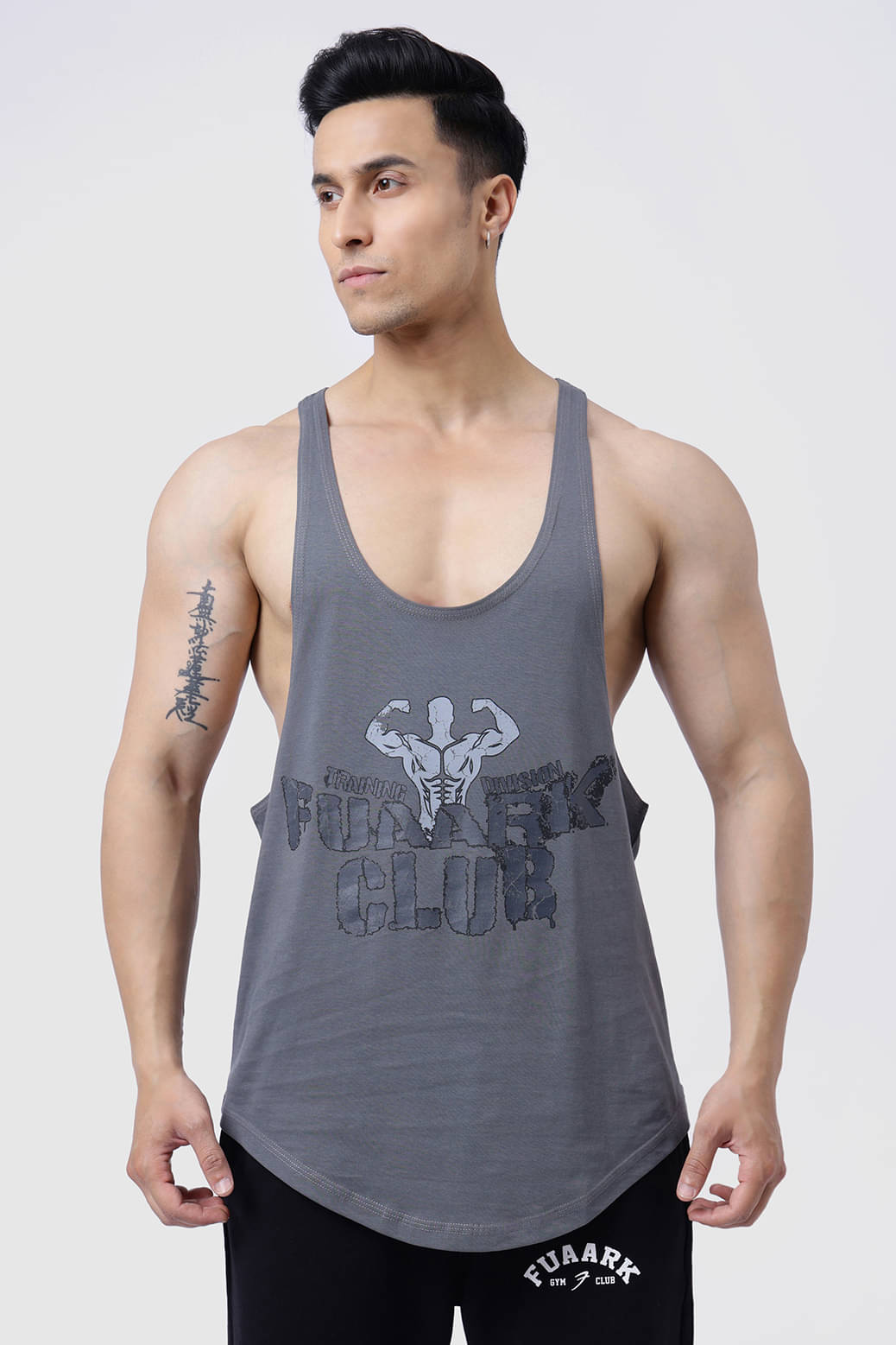     			Fuaark Grey Cotton Regular Fit Men's Tanks ( Pack of 1 )