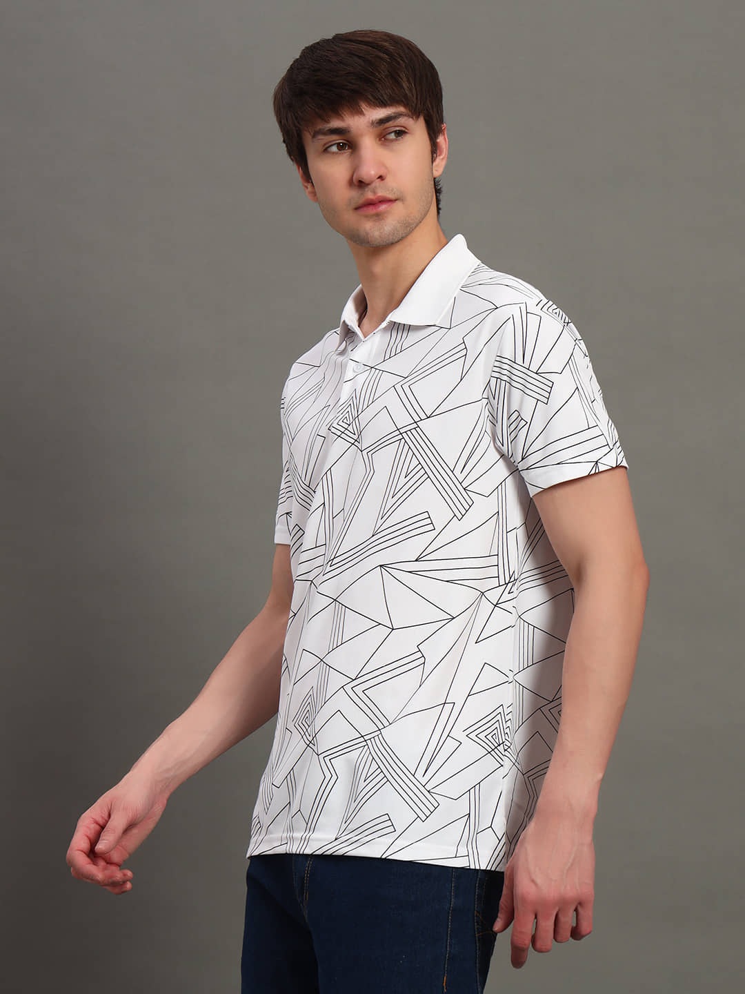 GET GOLF Men Cotton Blend Regular Fit Printed Polo T Shirt ( Black )