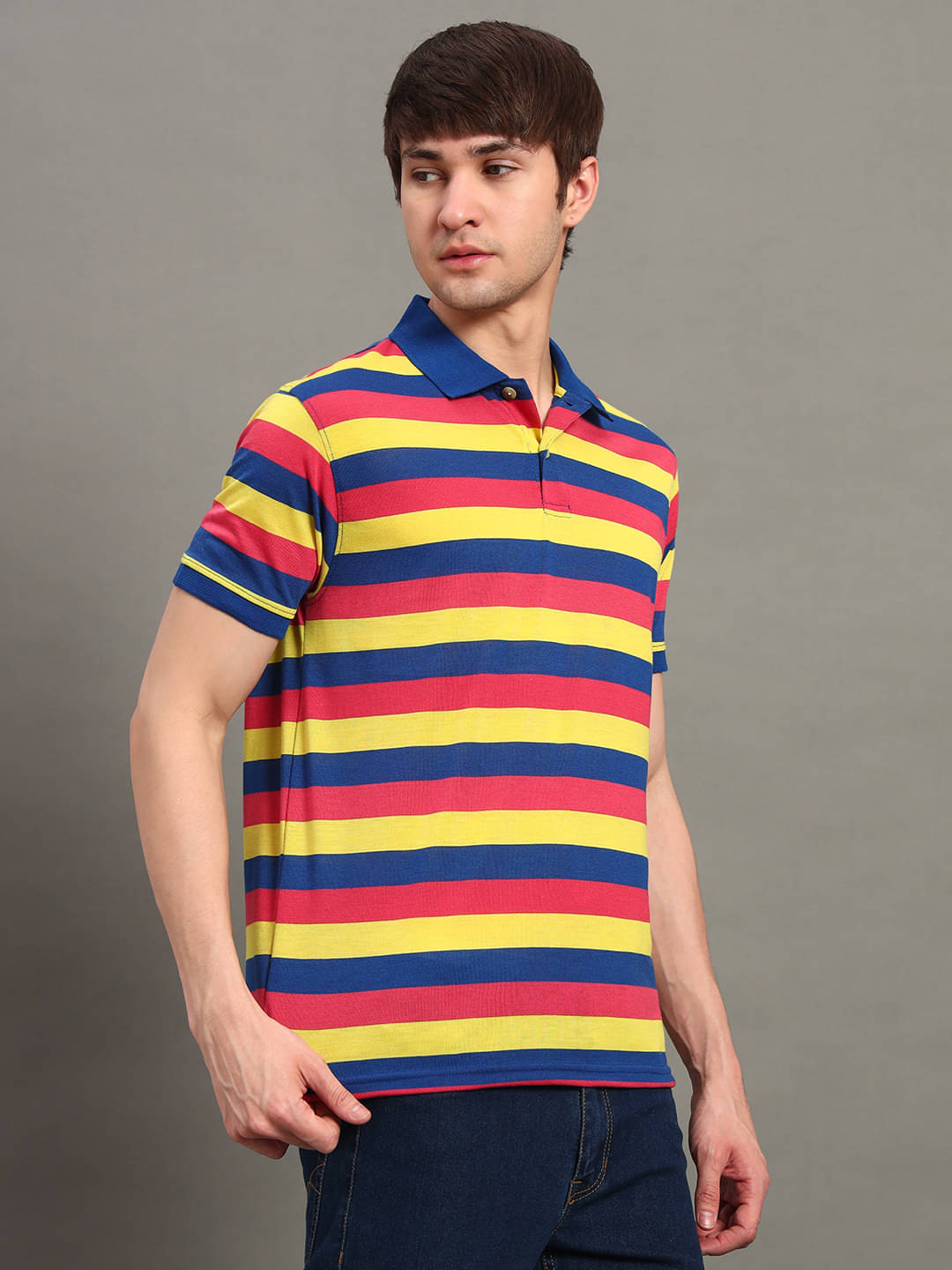     			GET GOLF Men Cotton Blend Regular Fit Striped Polo T Shirt ( Multicolor3 )