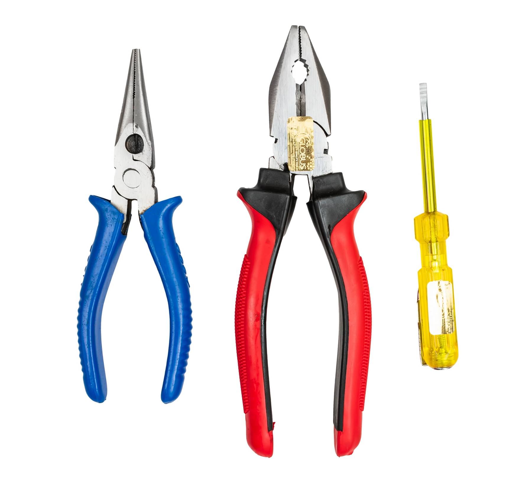     			Globus 220 ( LINEMAN PLIER(8"/200 MM) NOSE PLIER(7''/175 MM)  AND TESTER (5 INCH /125 MM) Lineman Plier