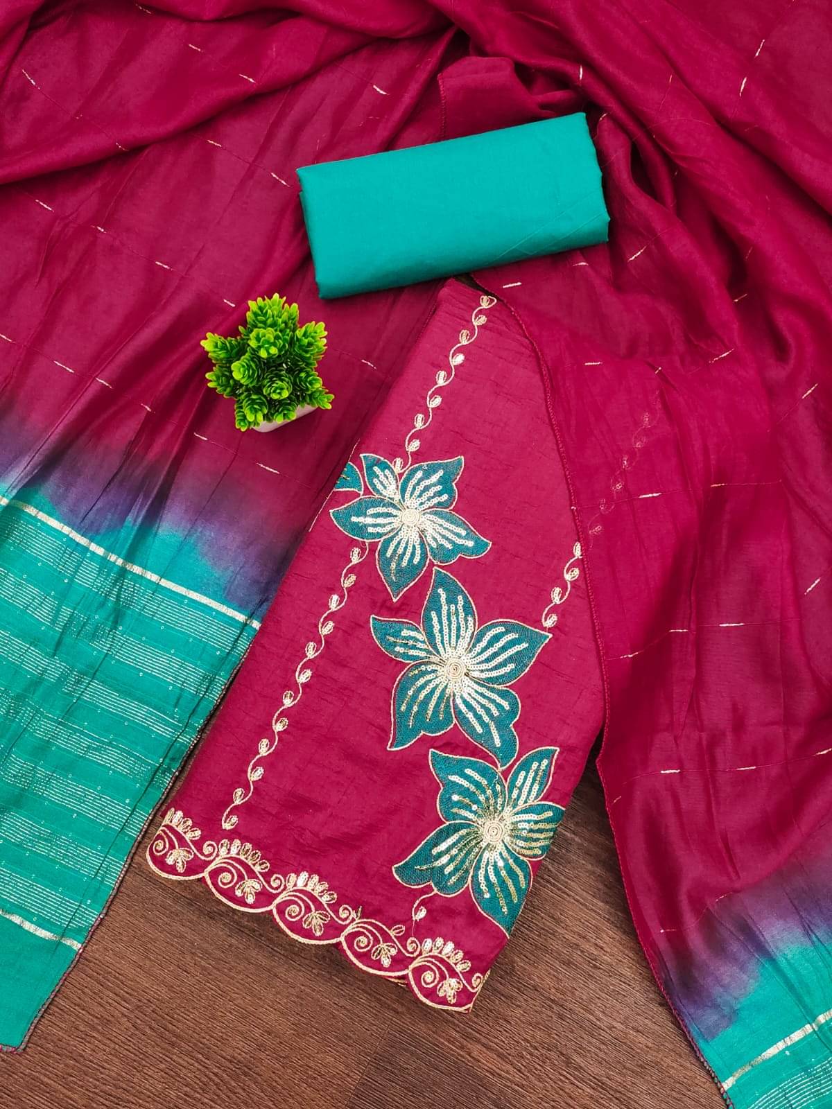 HL SILKMILLS Women Silk Blend Unstitched Dress Material ( Pink )     			HL SILKMILLS Women Silk Blend Unstitched Dress Material ( Pink )