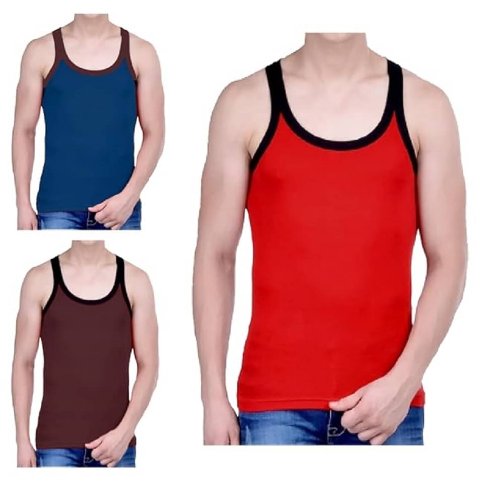 INNERO Pack of 3 Cotton Gym Vest For Men ( Multicolor3 ) INNERO Pack of 3 Cotton Gym Vest For Men ( Multicolor3 )