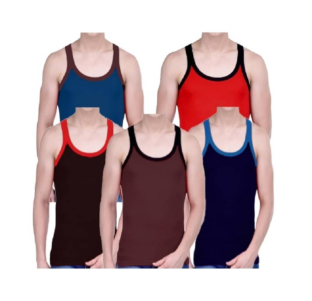 INNERO Pack of 5 Cotton Gym Vest For Men ( Multicolor5 )     			INNERO Pack of 5 Cotton Gym Vest For Men ( Multicolor5 )