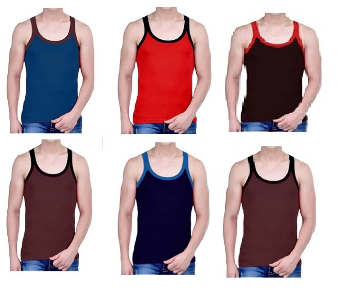 INNERO Pack of 6 Cotton Gym Vest For Men ( Multicolor6 ) INNERO Pack of 6 Cotton Gym Vest For Men ( Multicolor6 )