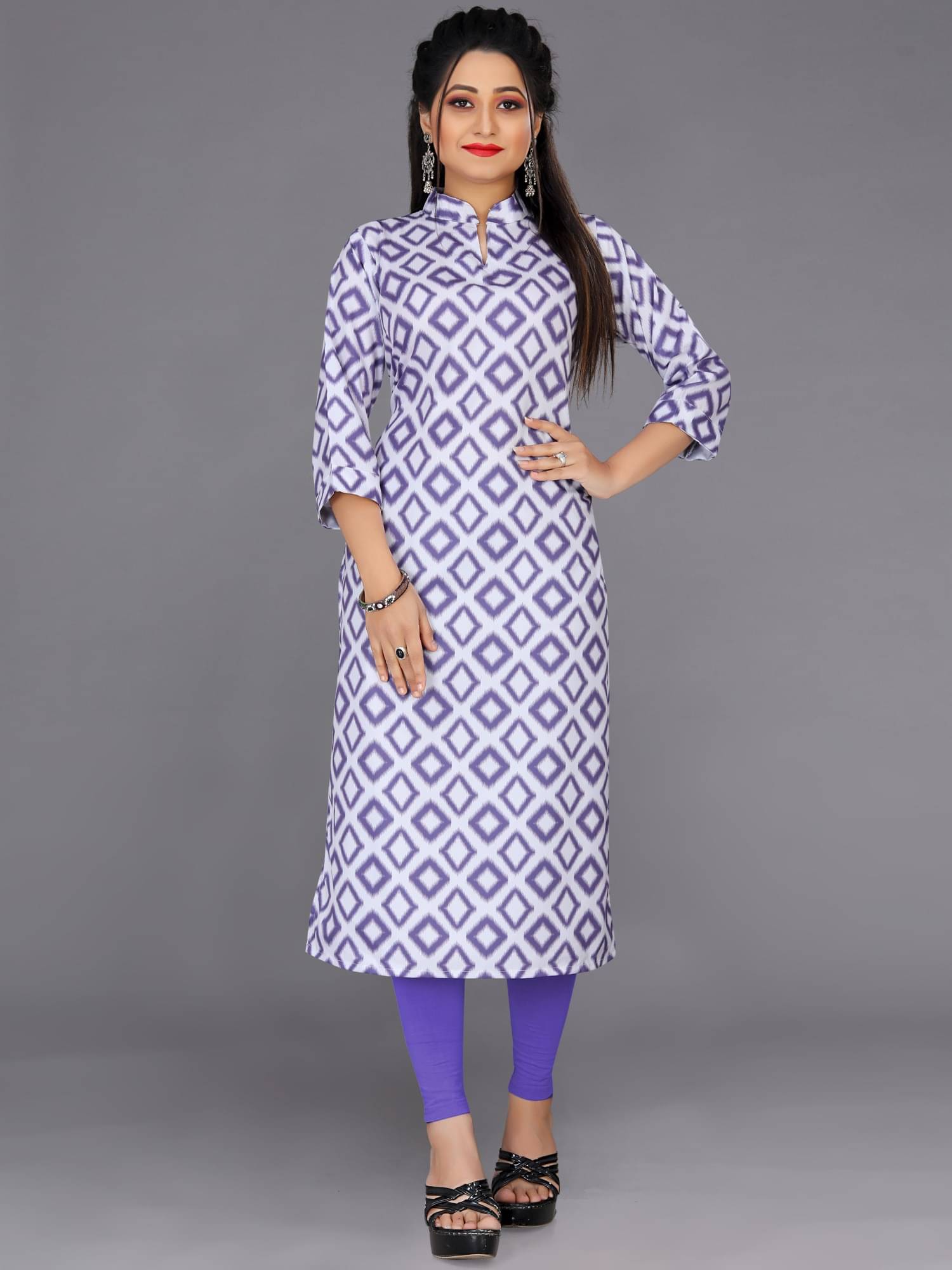     			Indian Fashionista Women's Cotton Blend Printed Straight Kurti - ( Dark Blue )