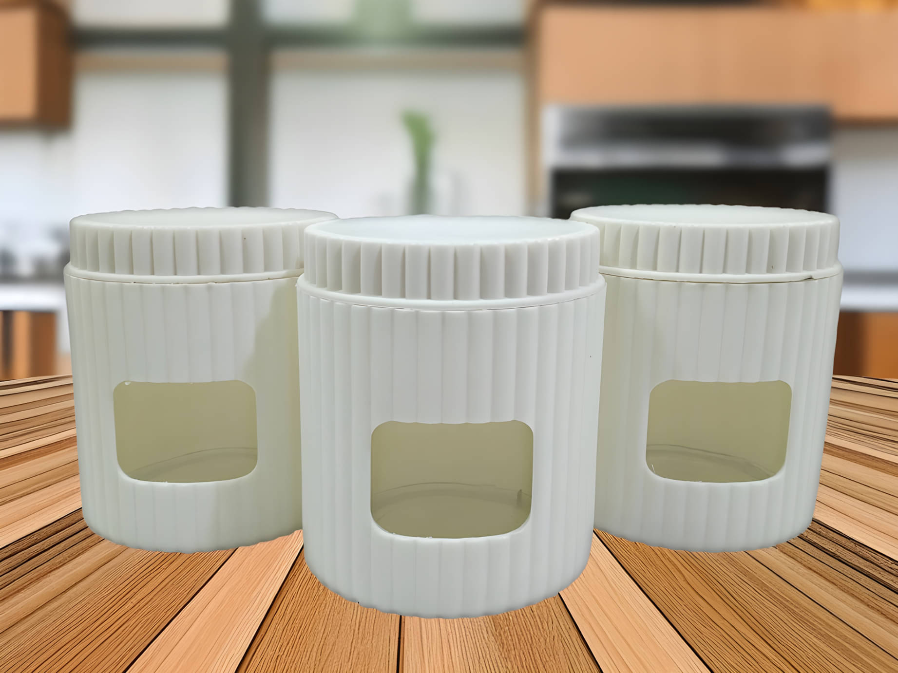     			Inpro Glass White Multi-Purpose Container ( Set of 3 )