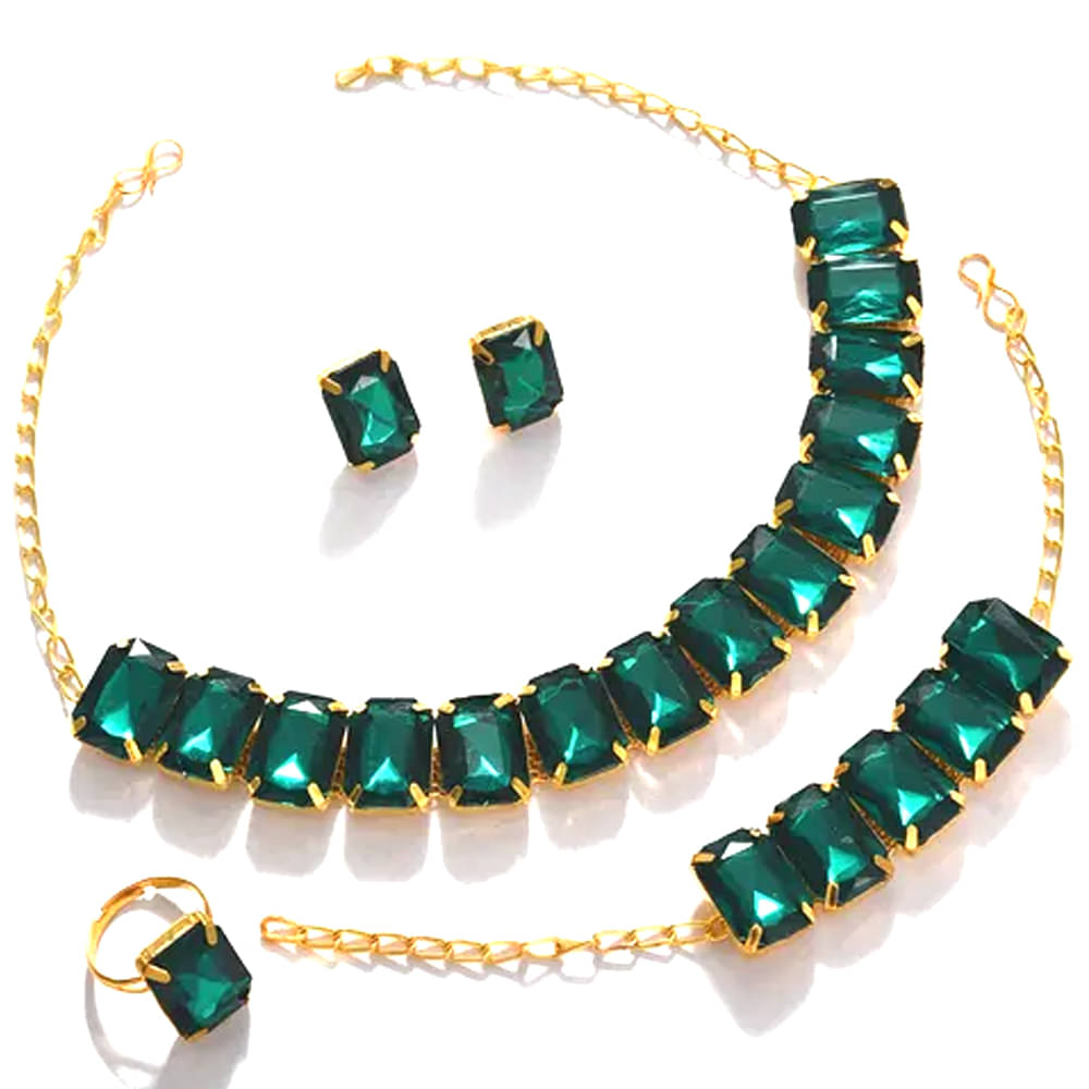     			J D Jewellers Green Alloy Necklace Set ( Pack of 1 )
