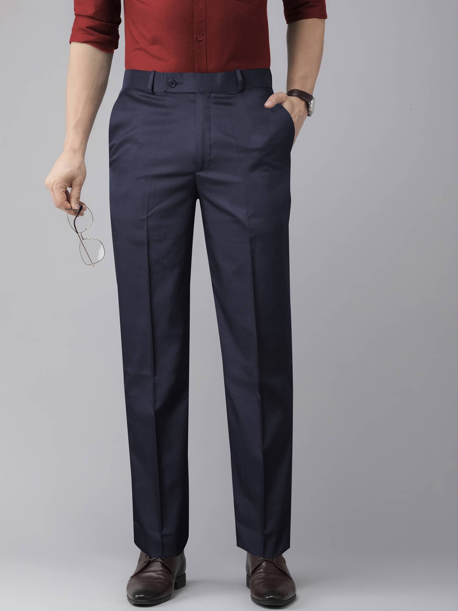 JB JUST BLACK Regular Flat Men's Formal Trouser - Navy Blue ( Pack of 1 ) - Trousers | Buy online on ZillyBuy