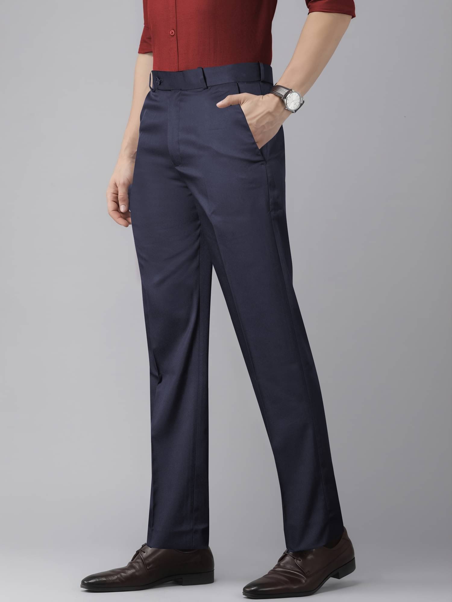     			JB JUST BLACK Regular Flat Men's Formal Trouser - Navy Blue ( Pack of 1 )