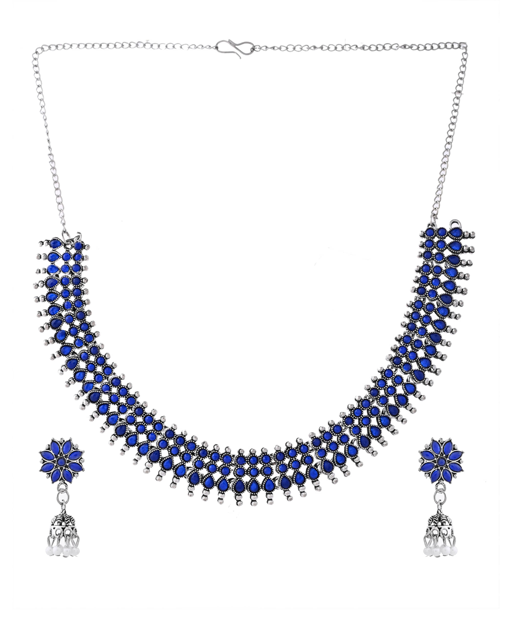     			Jewels Nest Navy Blue Stainless Steel Necklace Set ( Pack of 1 )