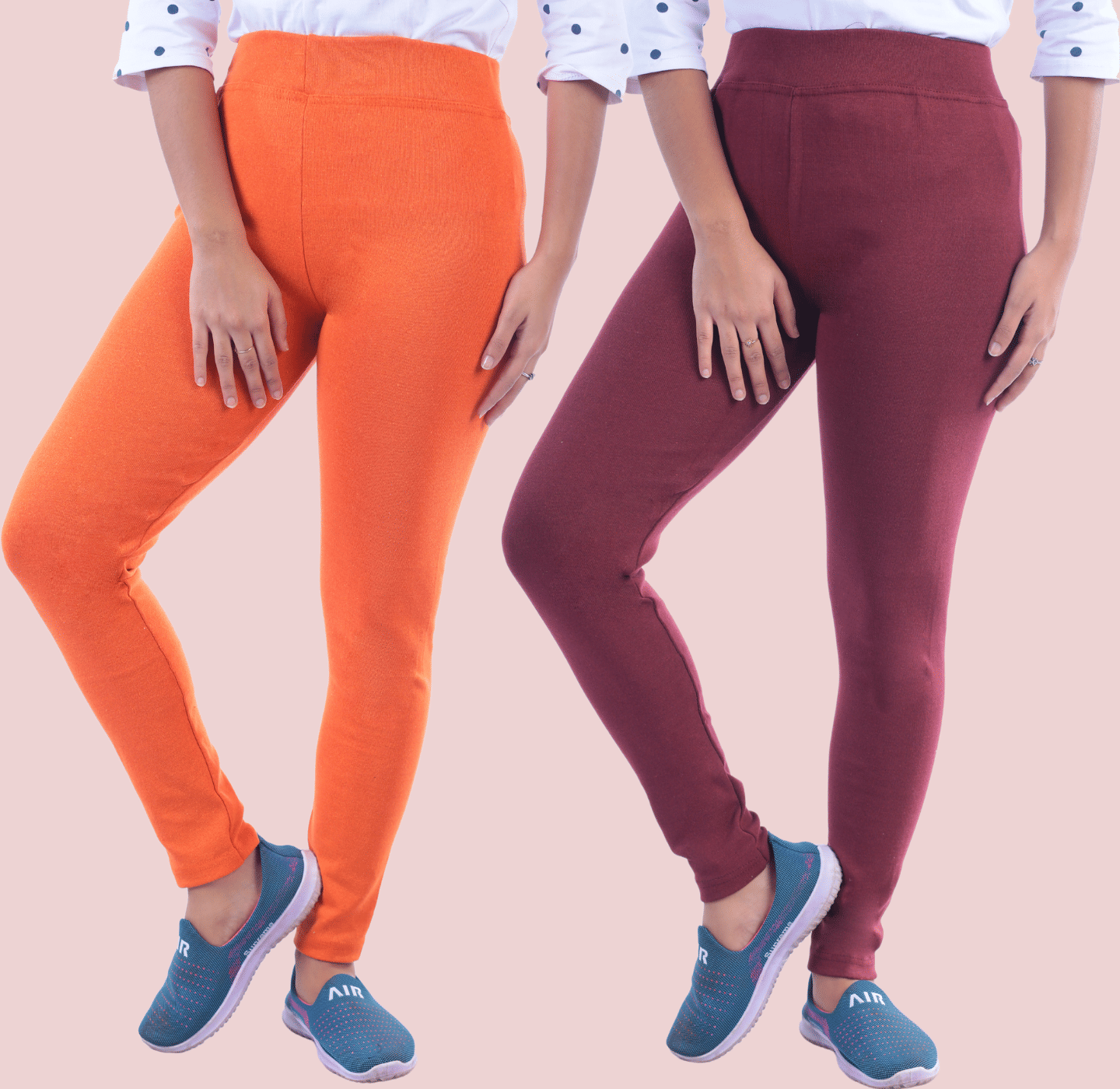     			KARARO JEGGINGS - Cotton Blend Skinny Fit Orange Women's Jeggings ( Pack of 2 )