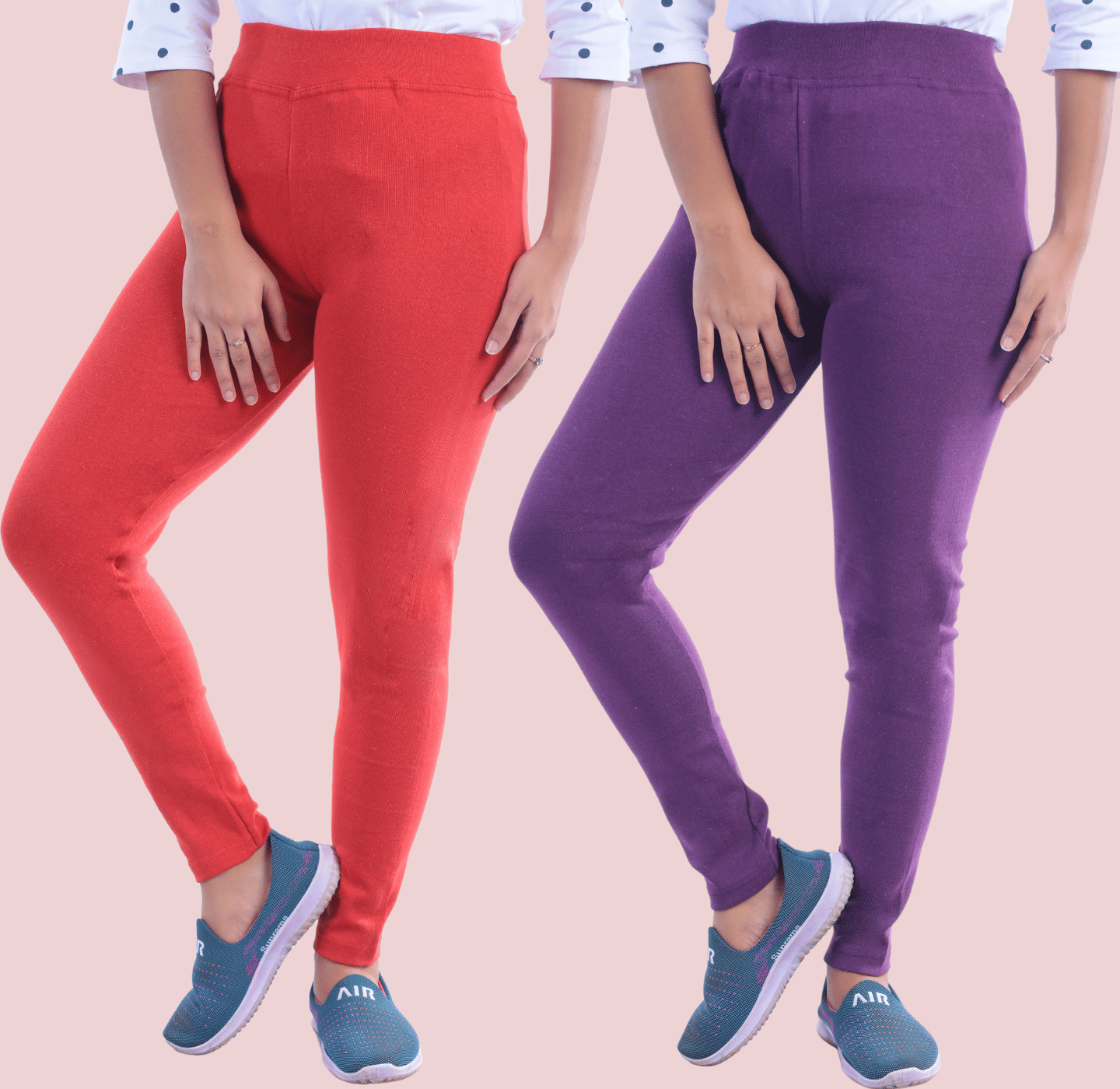     			KARARO JEGGINGS - Cotton Blend Skinny Fit Red Women's Jeggings ( Pack of 2 )
