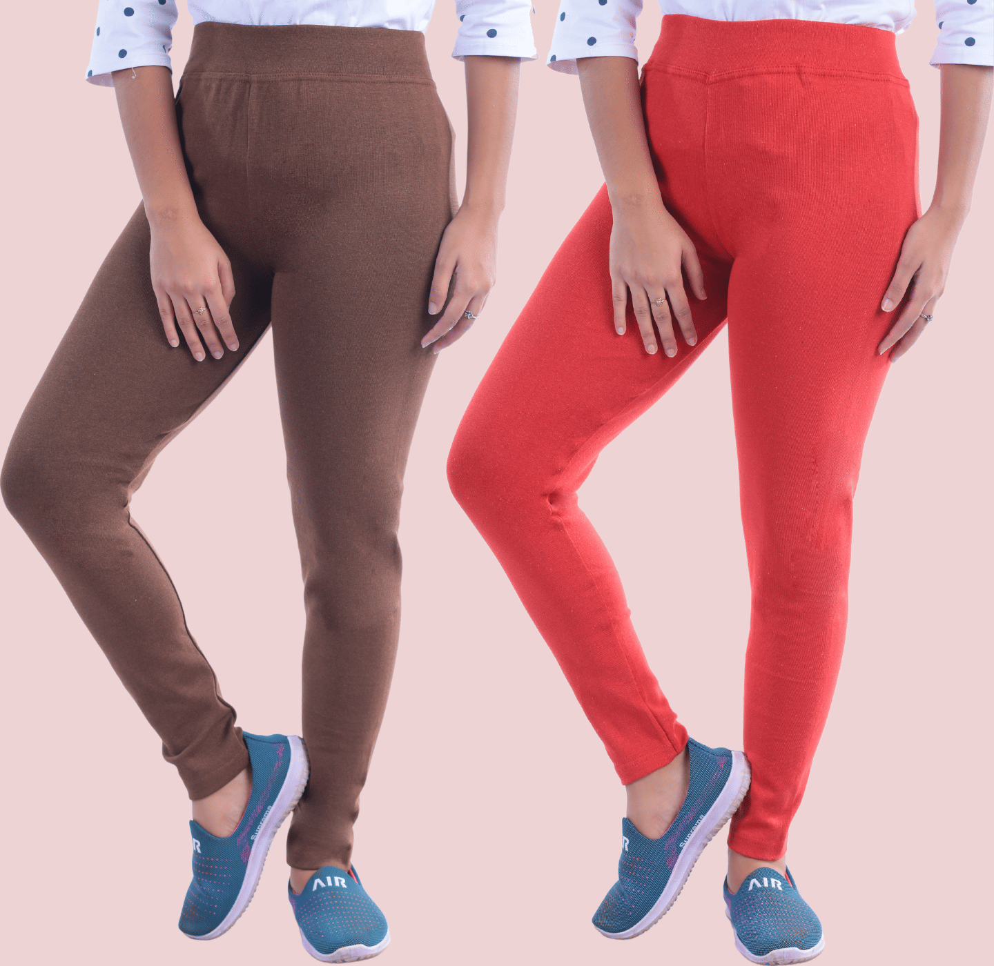     			KARARO JEGGINGS - Cotton Blend Skinny Fit Brown Women's Jeggings ( Pack of 2 )
