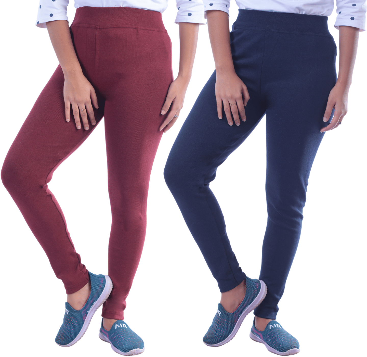 KARARO JEGGINGS - Cotton Blend Skinny Fit Maroon Women's Jeggings ( Pack of 2 )     			KARARO JEGGINGS - Cotton Blend Skinny Fit Maroon Women's Jeggings ( Pack of 2 )