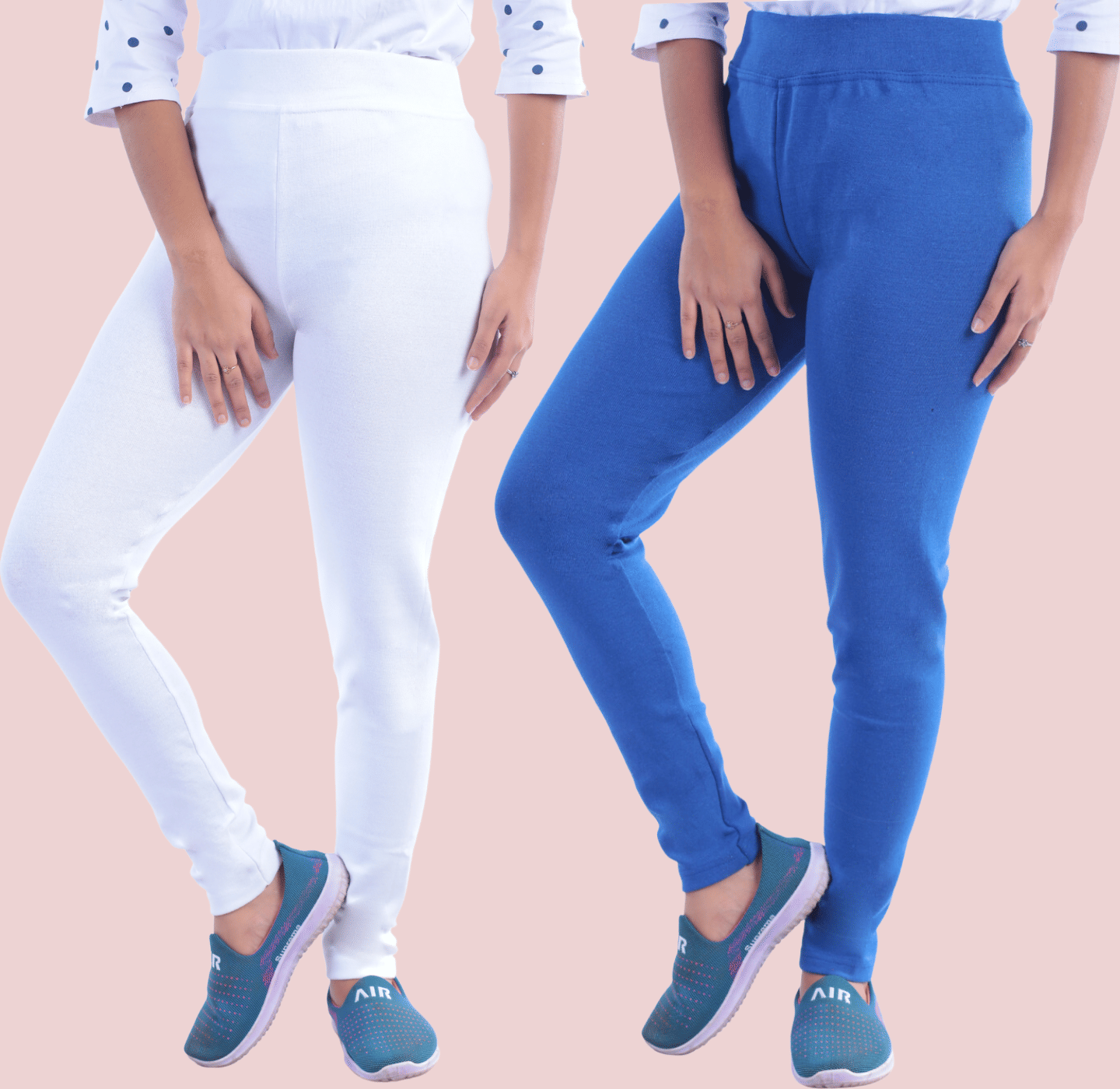     			KARARO JEGGINGS - Cotton Blend Skinny Fit White Women's Jeggings ( Pack of 2 )