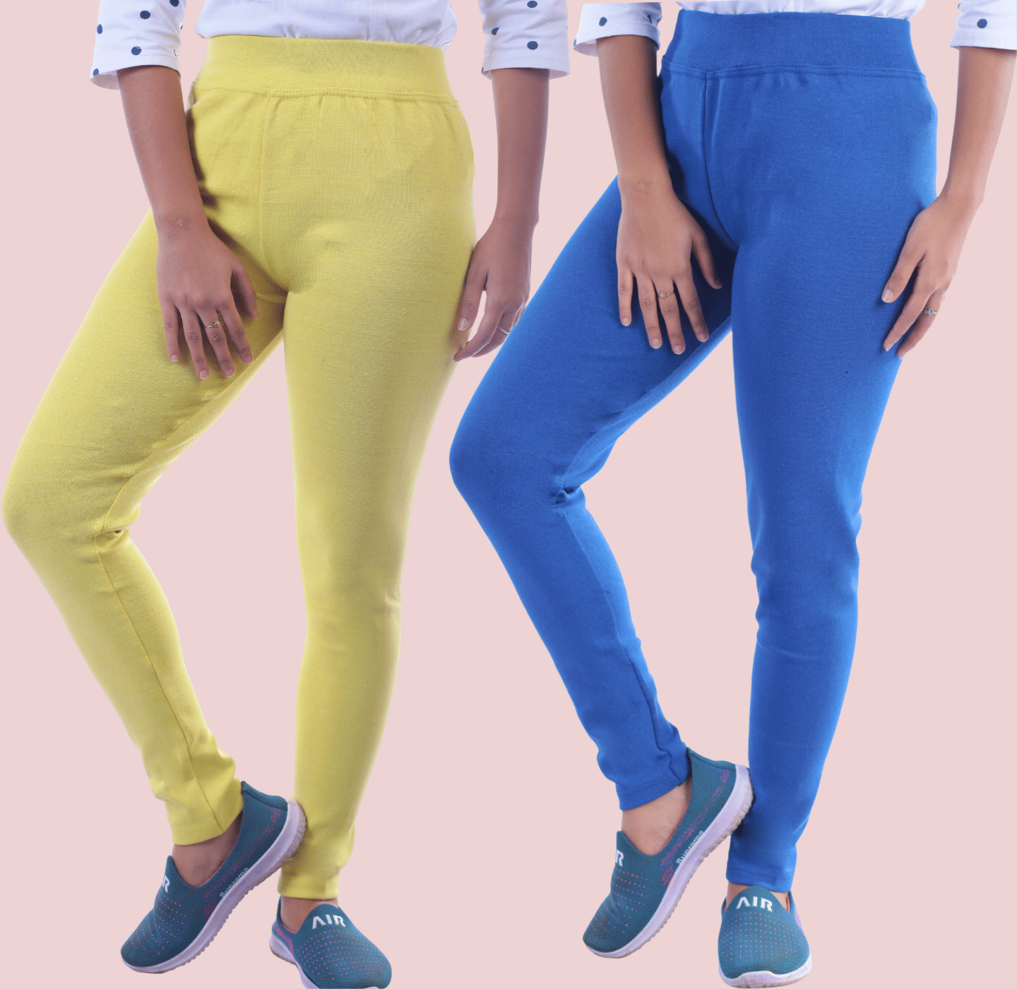     			KARARO JEGGINGS - Cotton Blend Skinny Fit Lime Green Women's Jeggings ( Pack of 2 )
