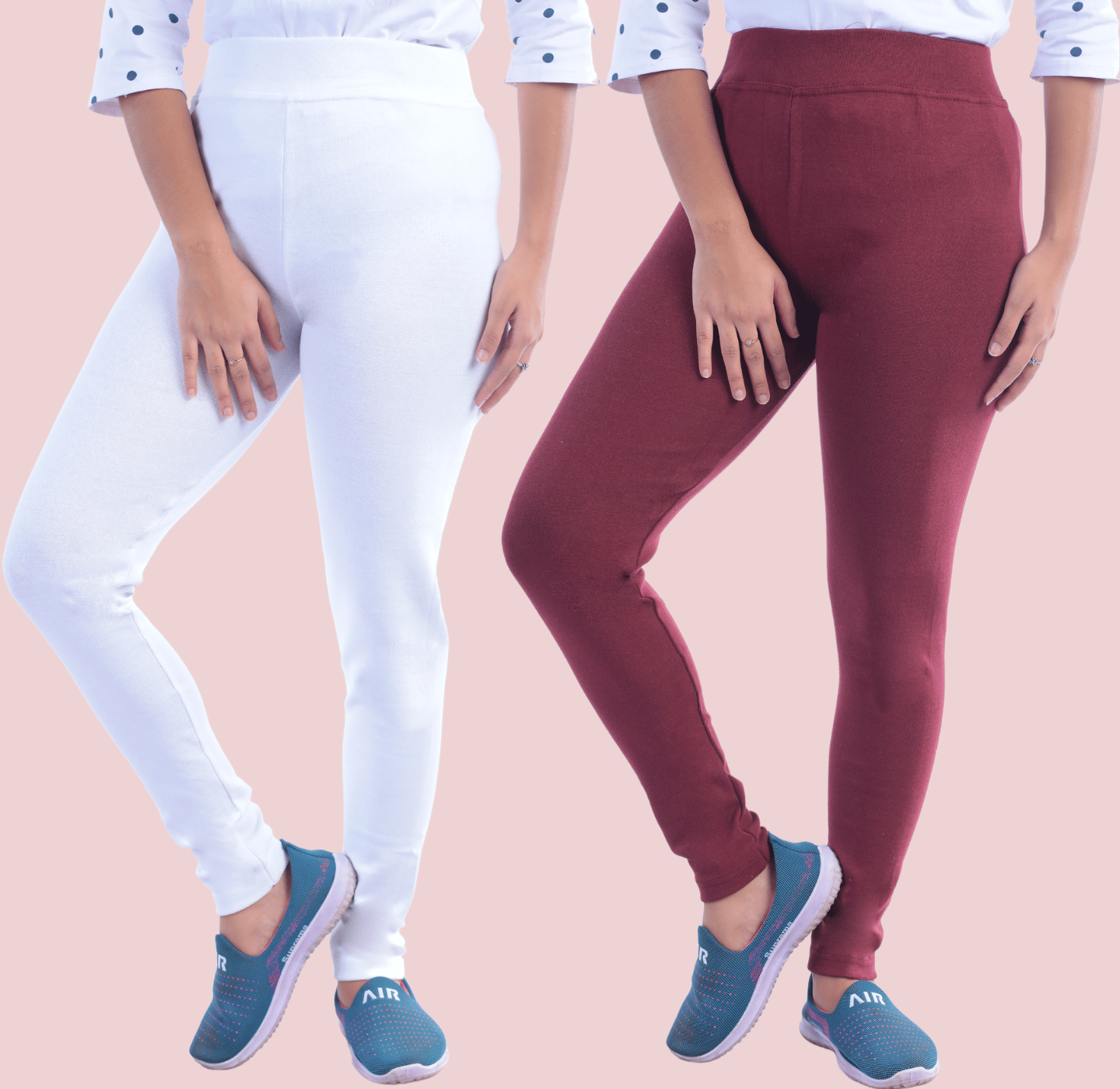     			KARARO JEGGINGS - Cotton Blend Skinny Fit White Women's Jeggings ( Pack of 2 )