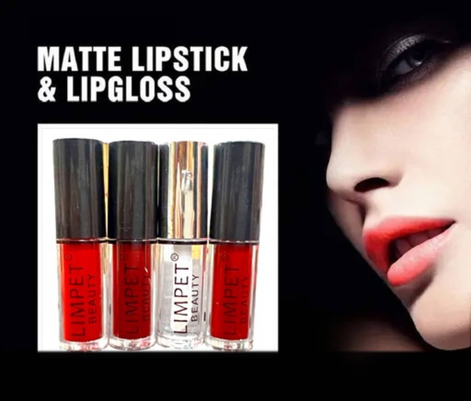     			LIMPET BEAUTY Red Glossy Long Lasting Liquid Lipstick ( Pack of 4 )